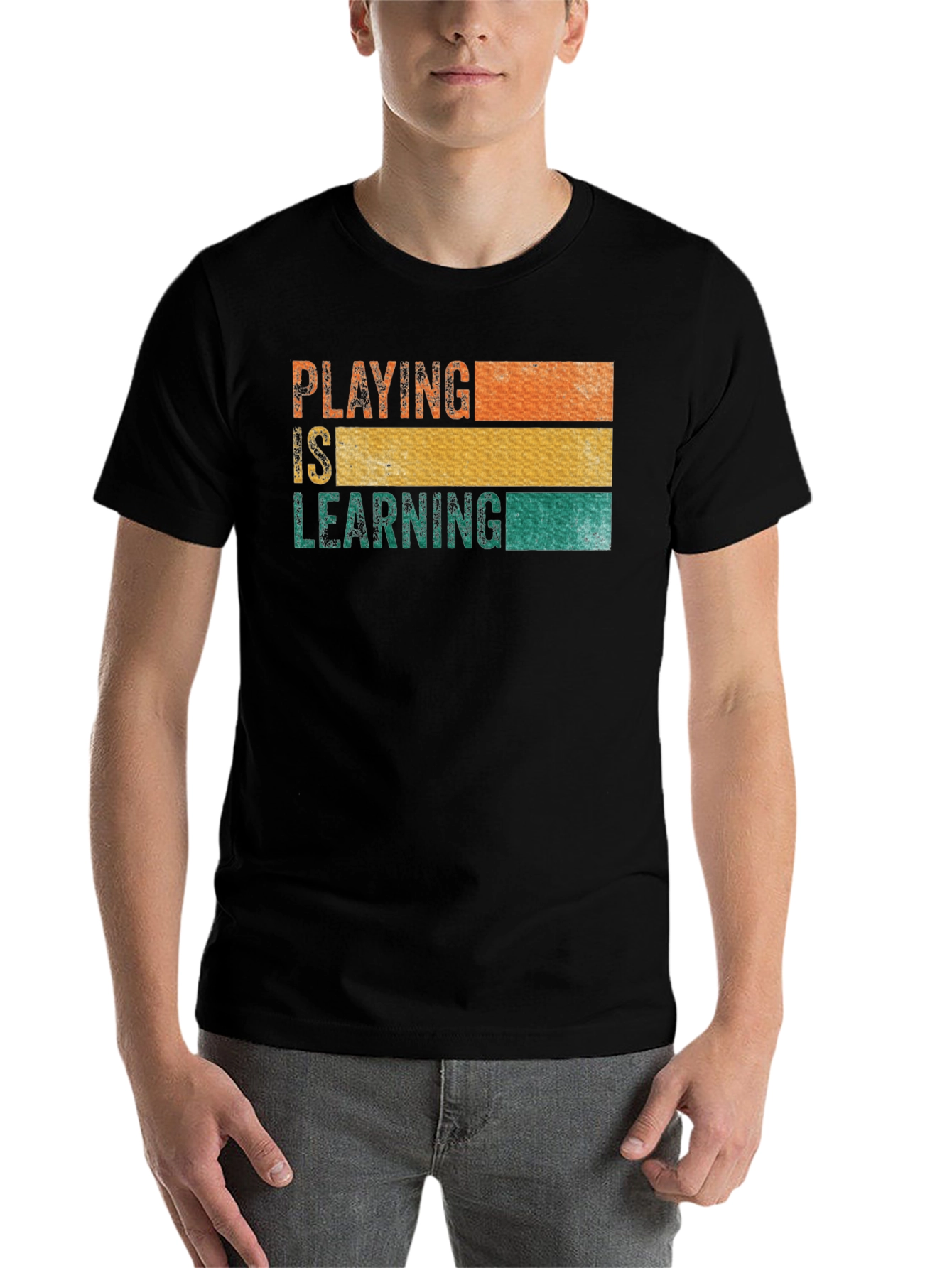 Black Playing is Learning Graphic T-Shirt view 7