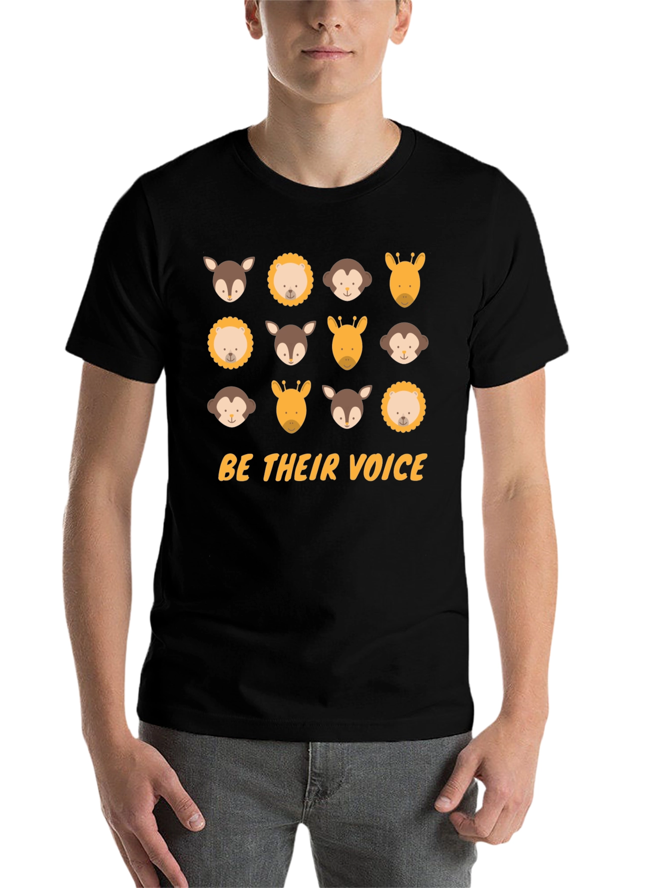 Black Be Their Voice Graphic Tee Animal Print Black T-Shirt view 7