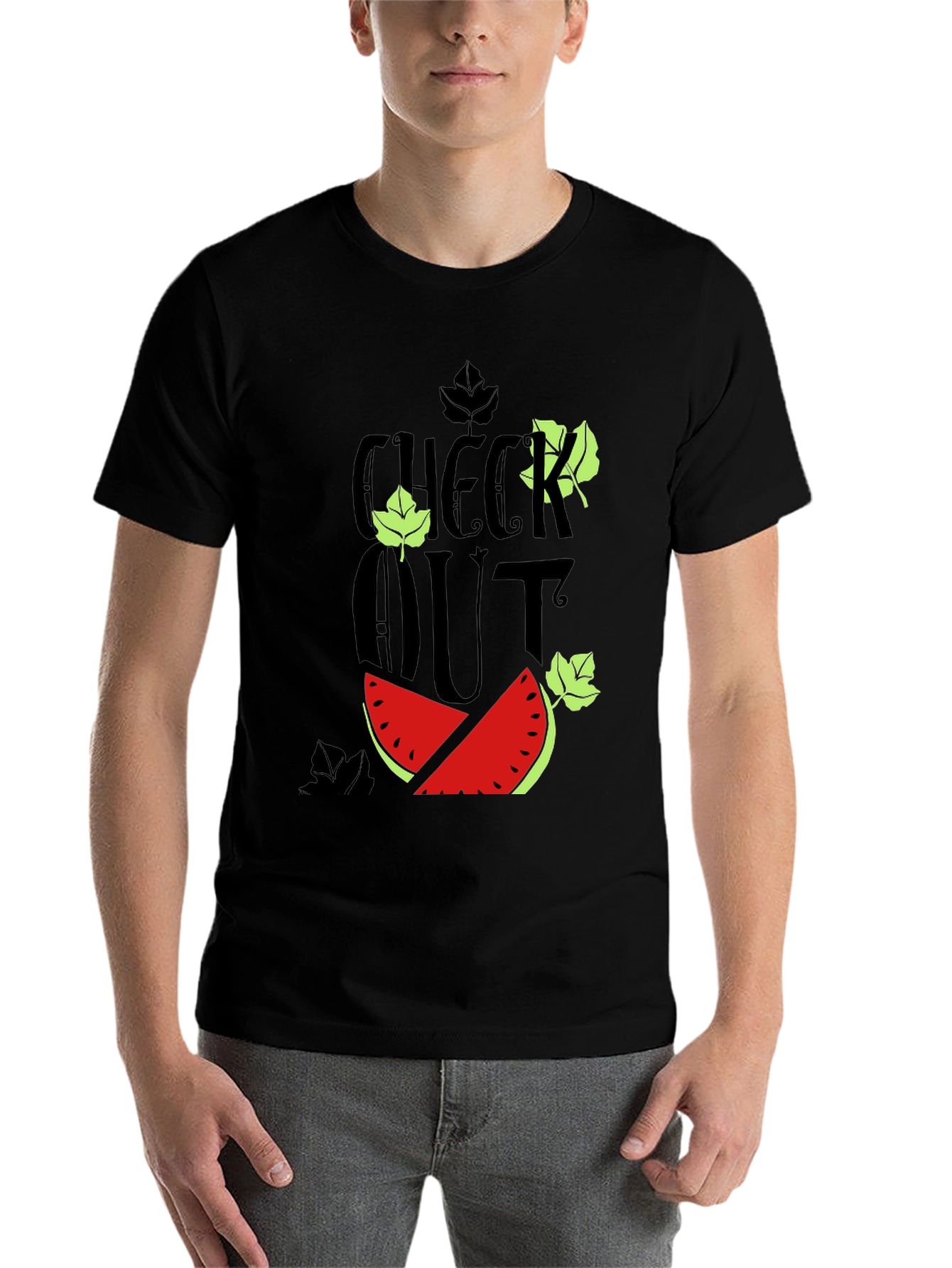 Black Check Out Watermelon Graphic Tee view 7