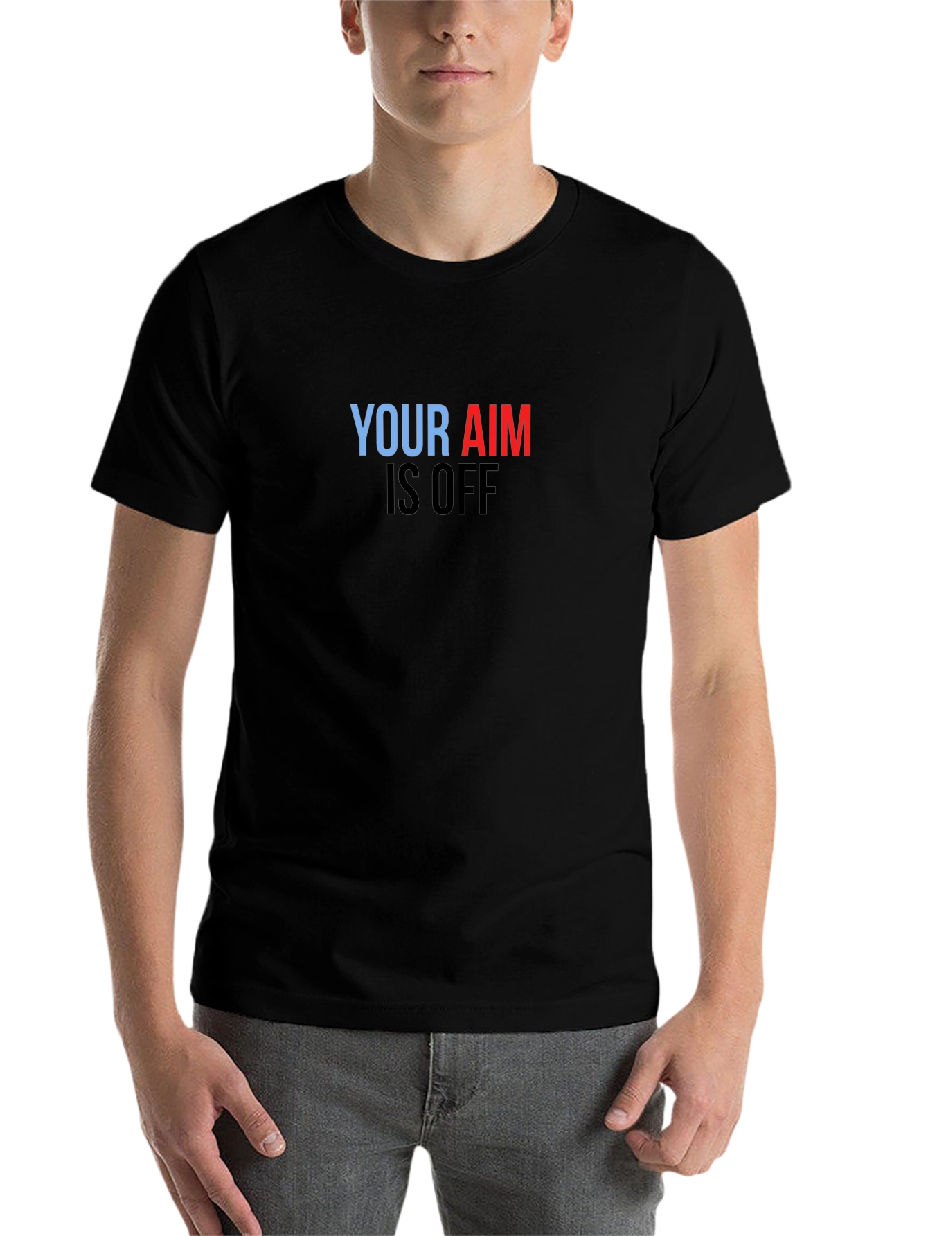 Black Your Aim Is Off Graphic Tee - Black Cotton Shirt view 7