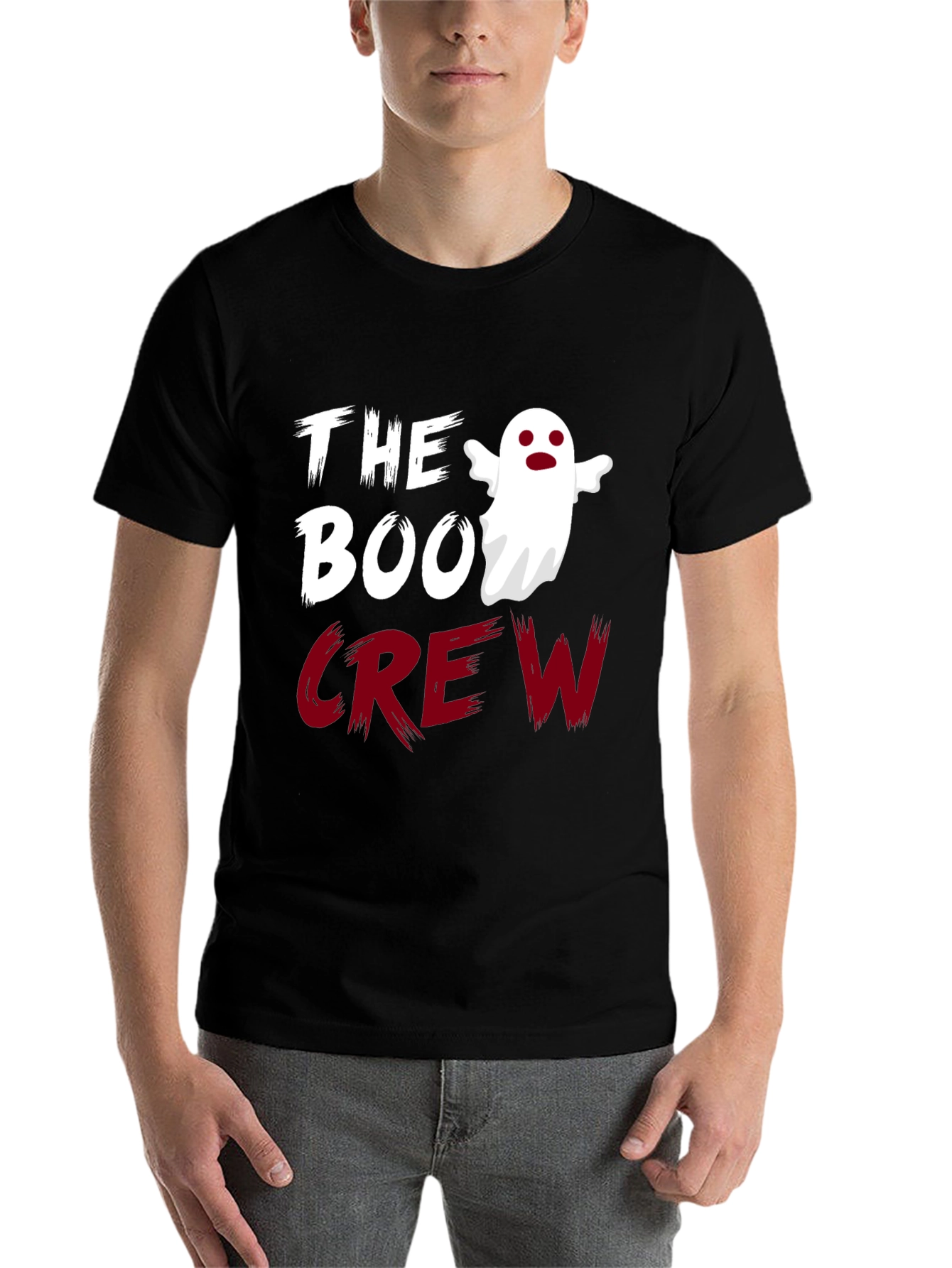 Black The Boo Crew Ghost Halloween T-Shirt view 7