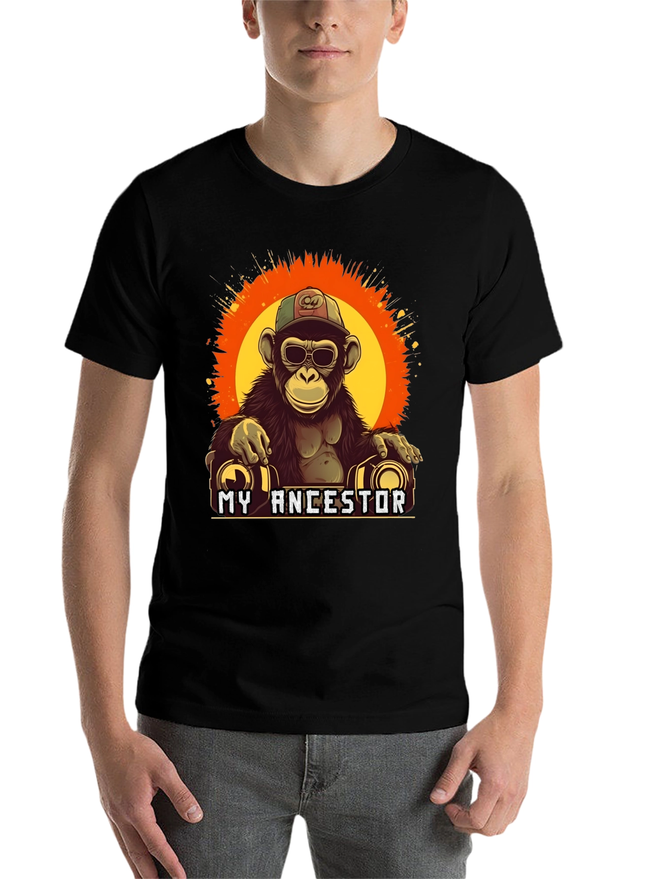 Black My Ancestor Monkey T-Shirt Cool Ape Graphic Tee view 7