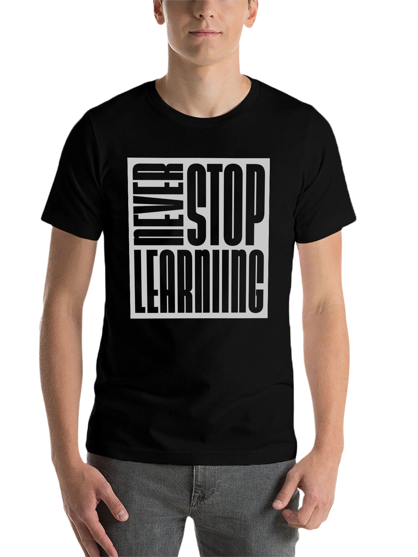 Black Never Stop Learning Black Graphic Tee view 7
