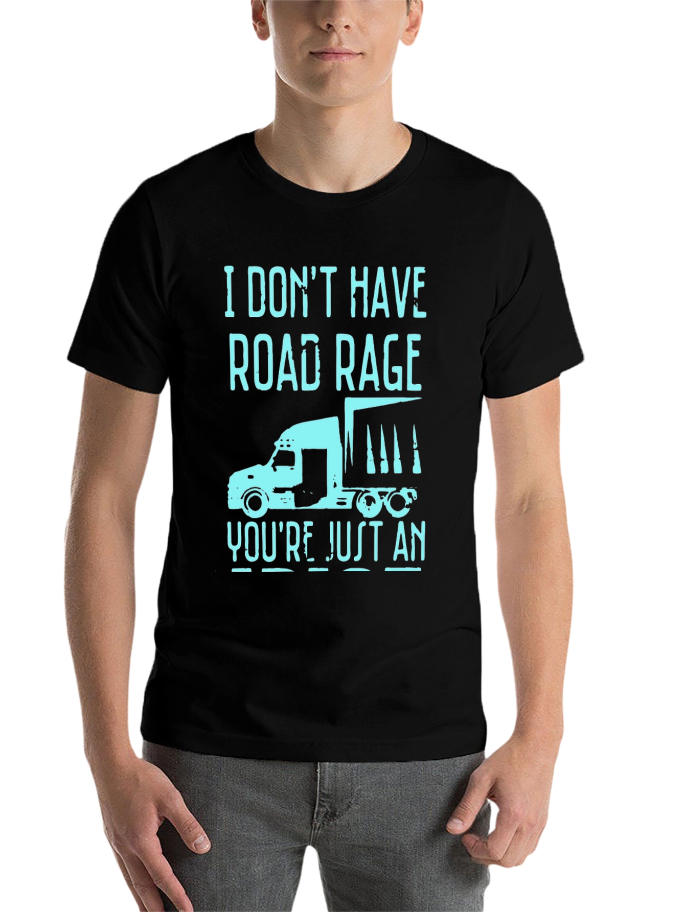 Black Trucker Humor T-Shirt - Road Rage Slogan view 7