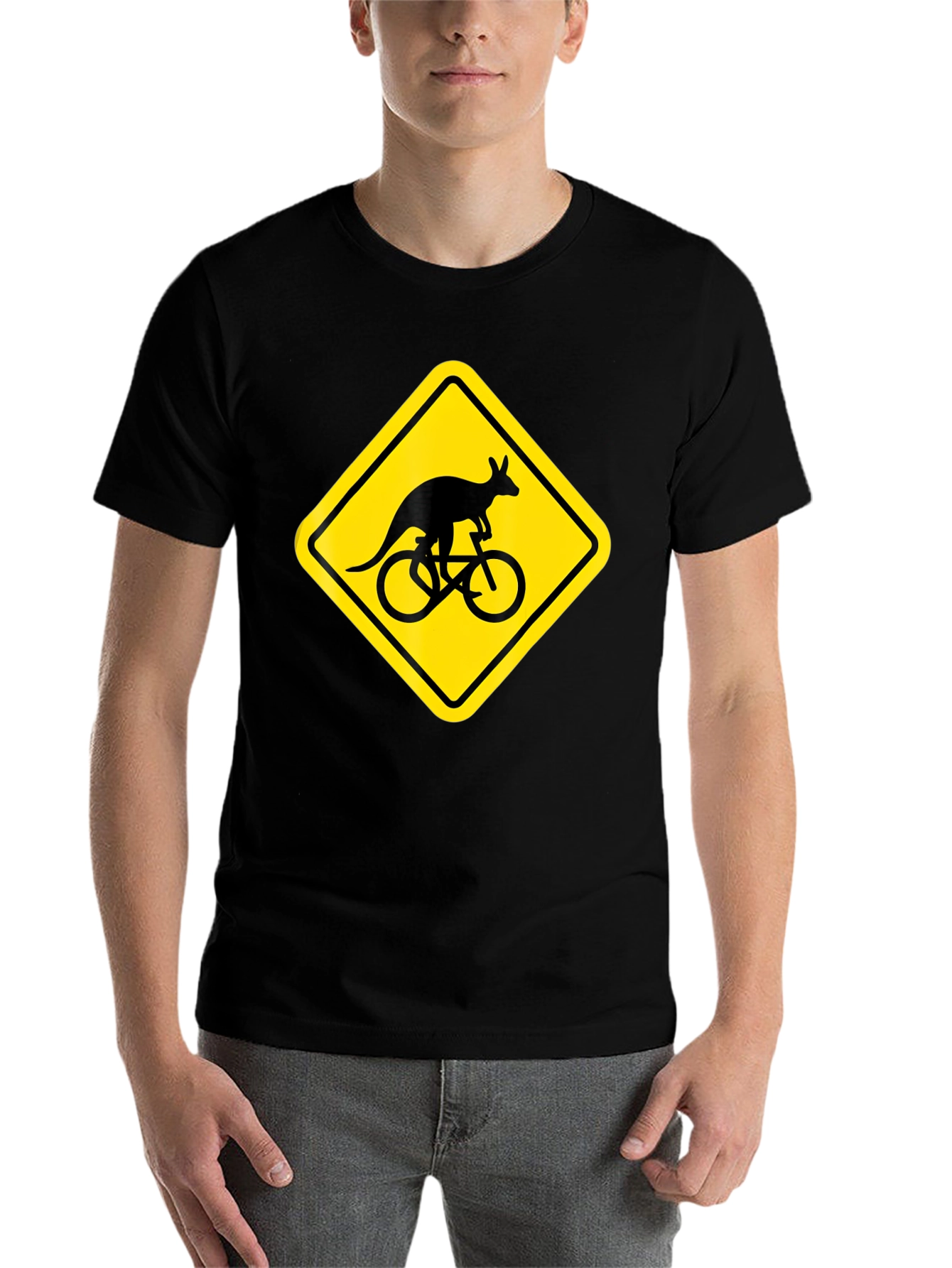 Black Kangaroo Cycling T-Shirt - Novelty Graphic Tee view 7