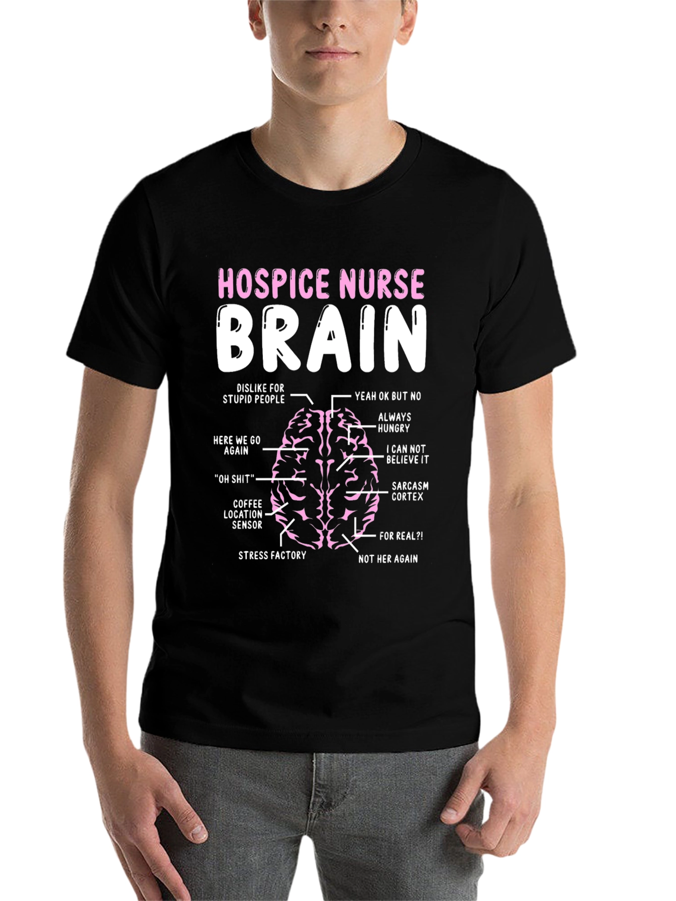 Black Hospice Nurse Brain Anatomy T-Shirt view 7