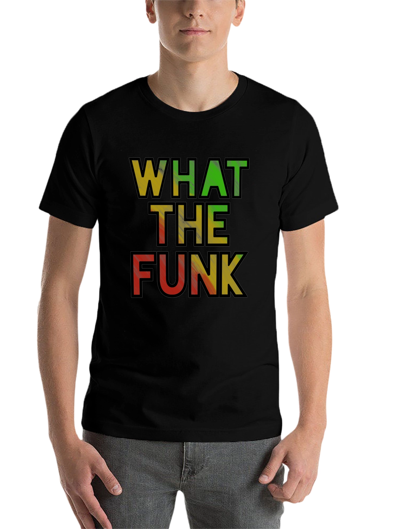 Black What the Funk T-Shirt - Rasta Colors Black Tee view 7