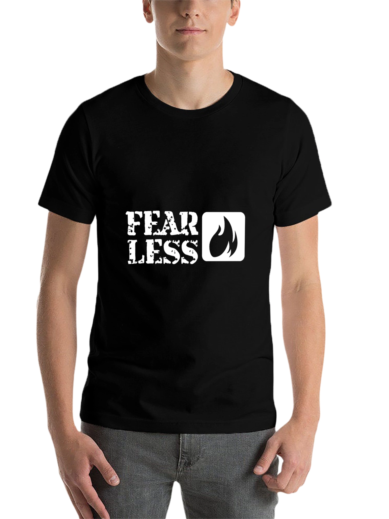 Black Fearless Graphic Tee - Bold Statement T-Shirt view 7