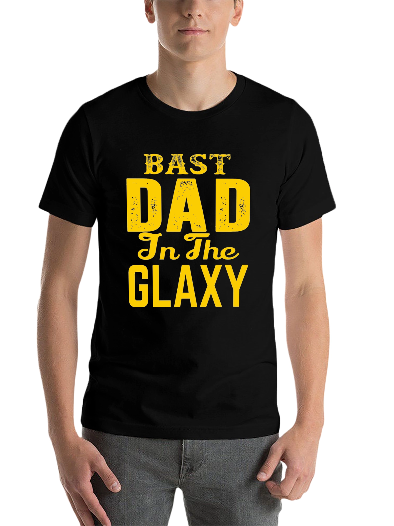 Black Best Dad in the Galaxy Graphic T-Shirt view 7