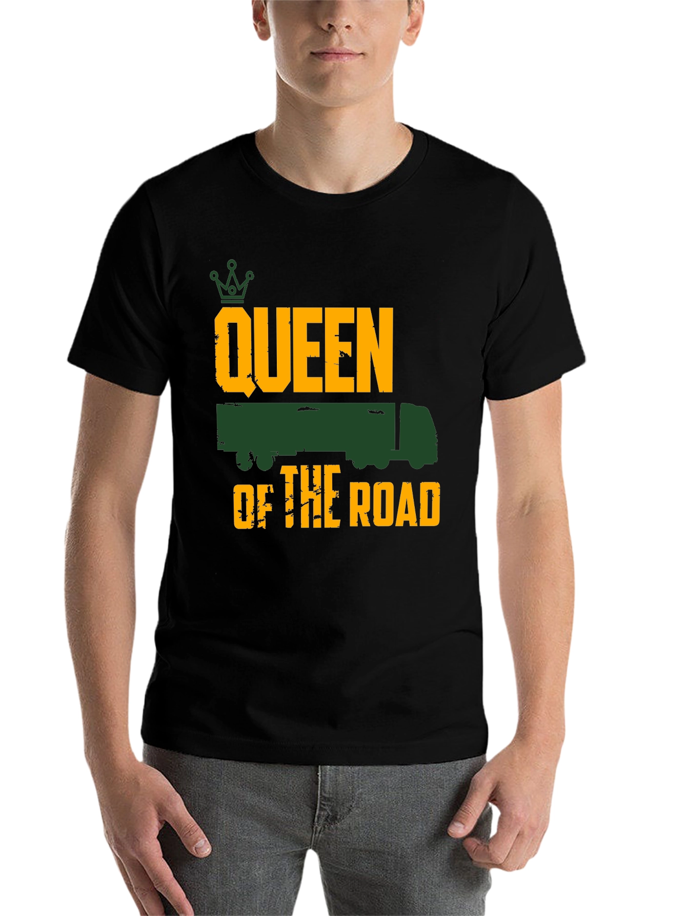 Black Queen of the Road Trucker Tee - Black view 7