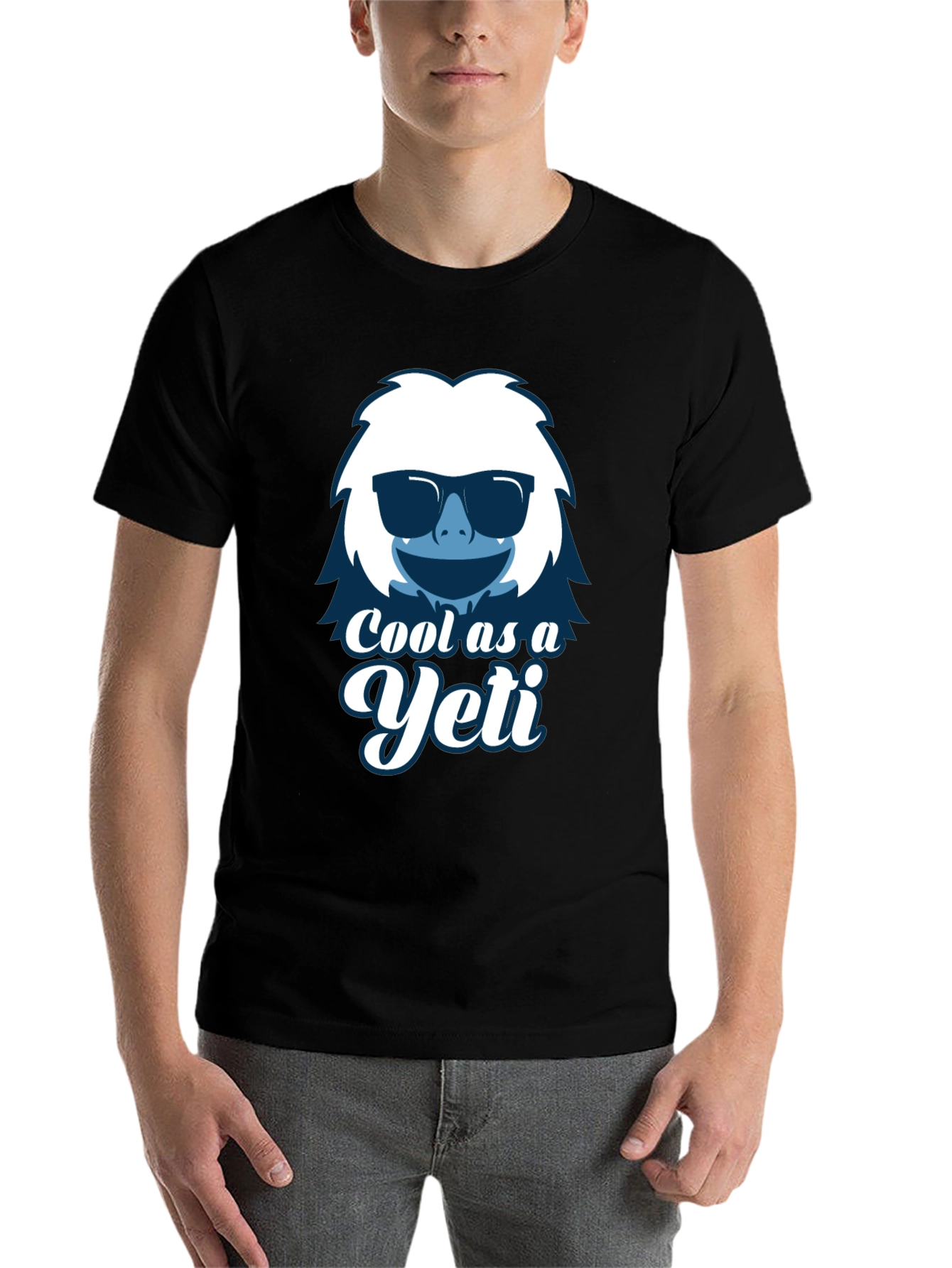 Black Cool as a Yeti Graphic T-Shirt view 7