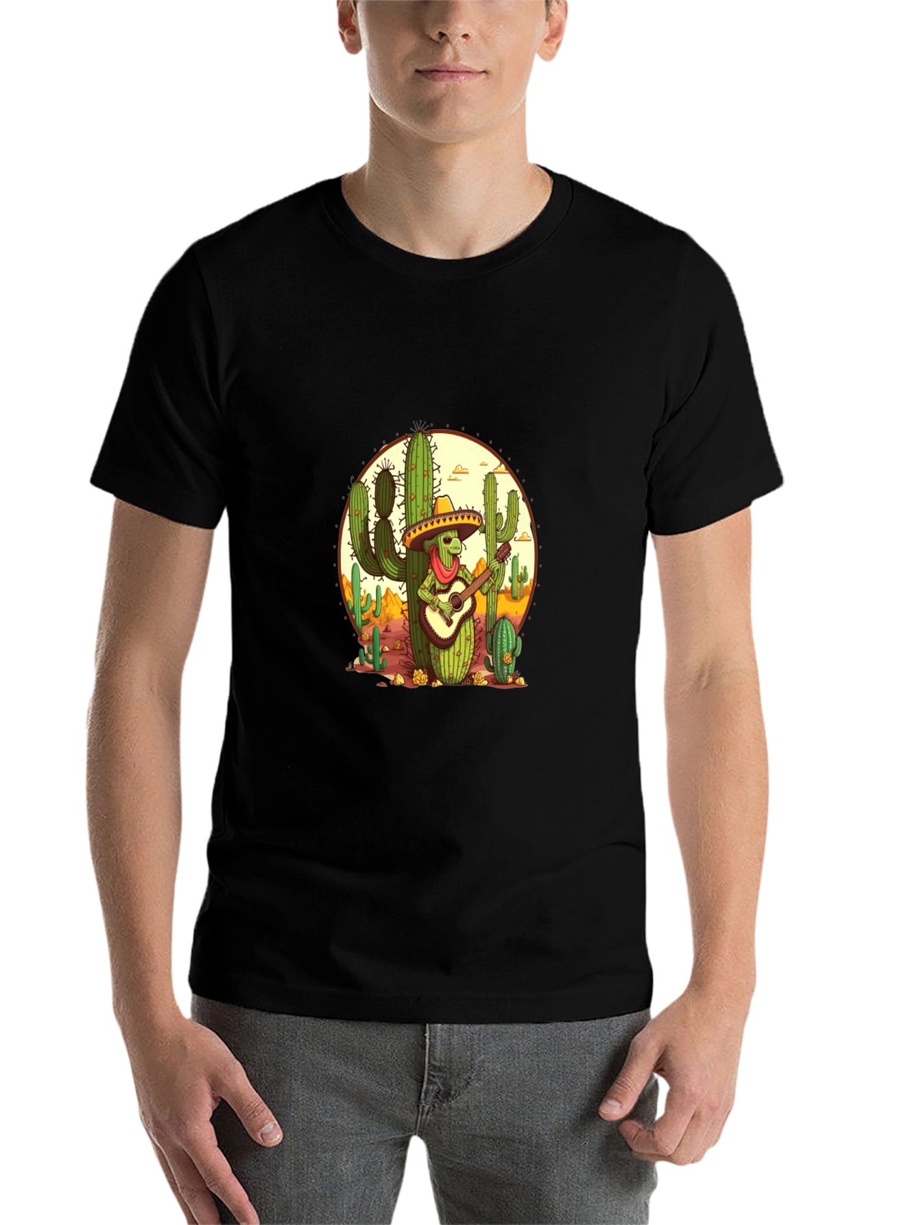 Black Cactus Mariachi Graphic Tee - Black view 7