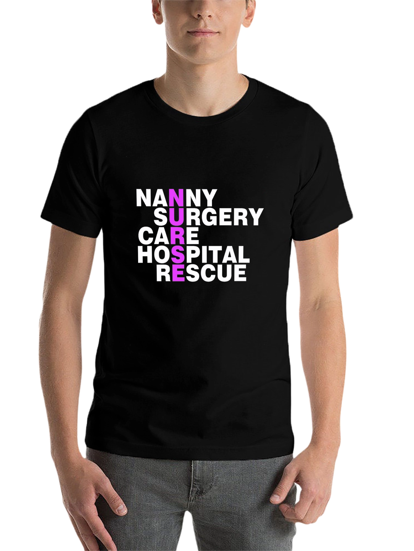 Black Nurse Related Word List Black T-Shirt view 7