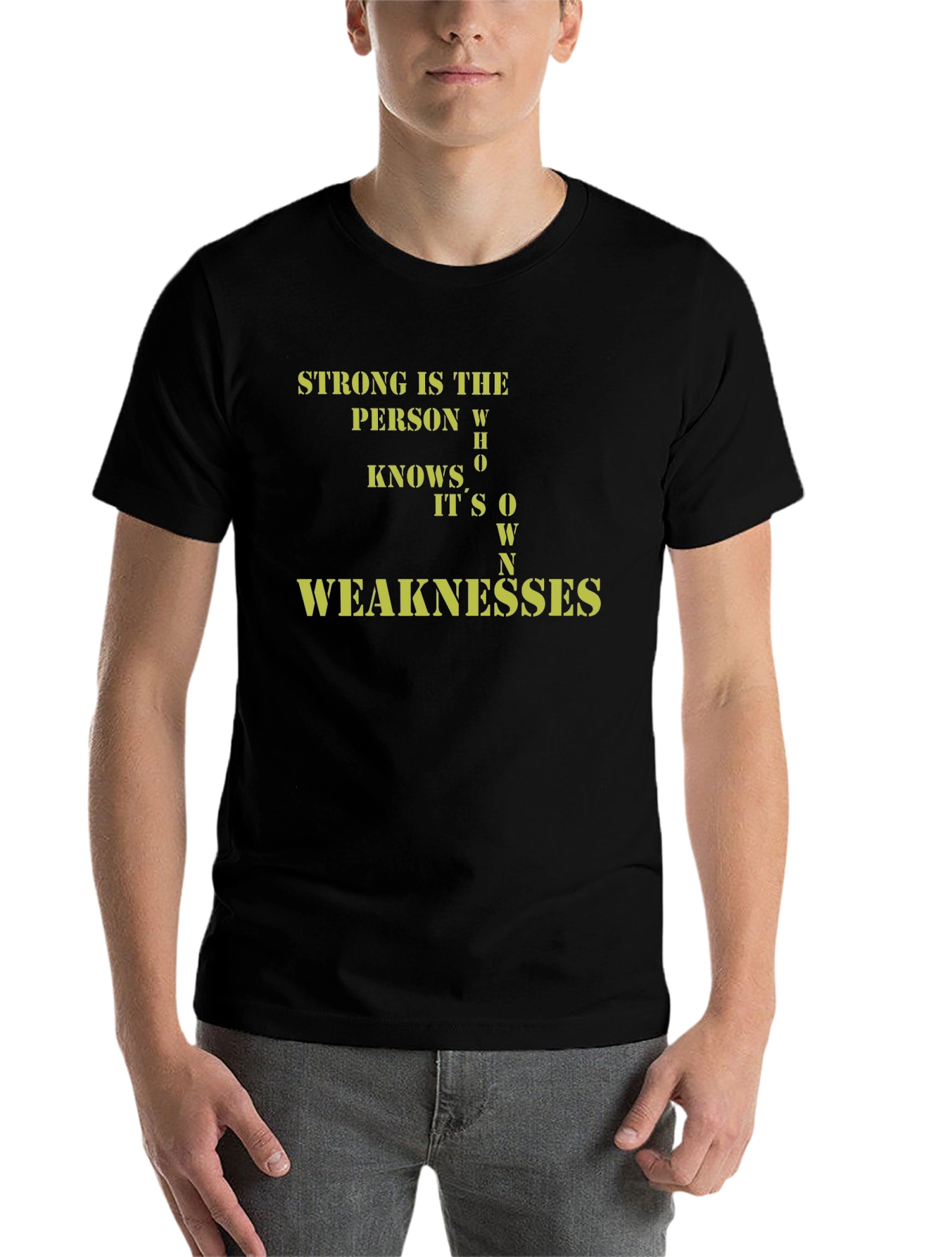Black Strong Person Weaknesses Black T-Shirt view 7