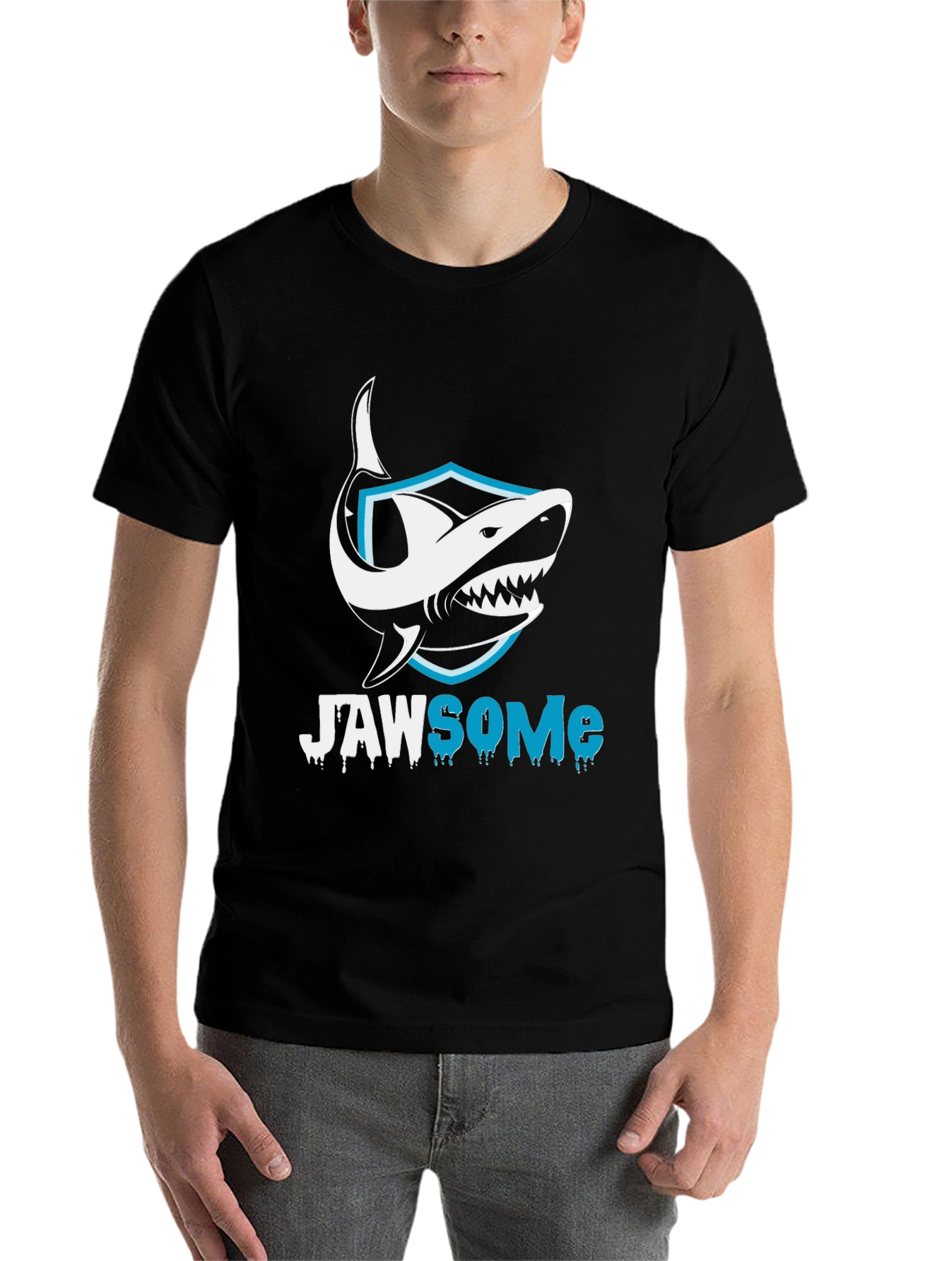 Black Jawsome Shark Graphic T-Shirt - Black Cotton Tee view 7