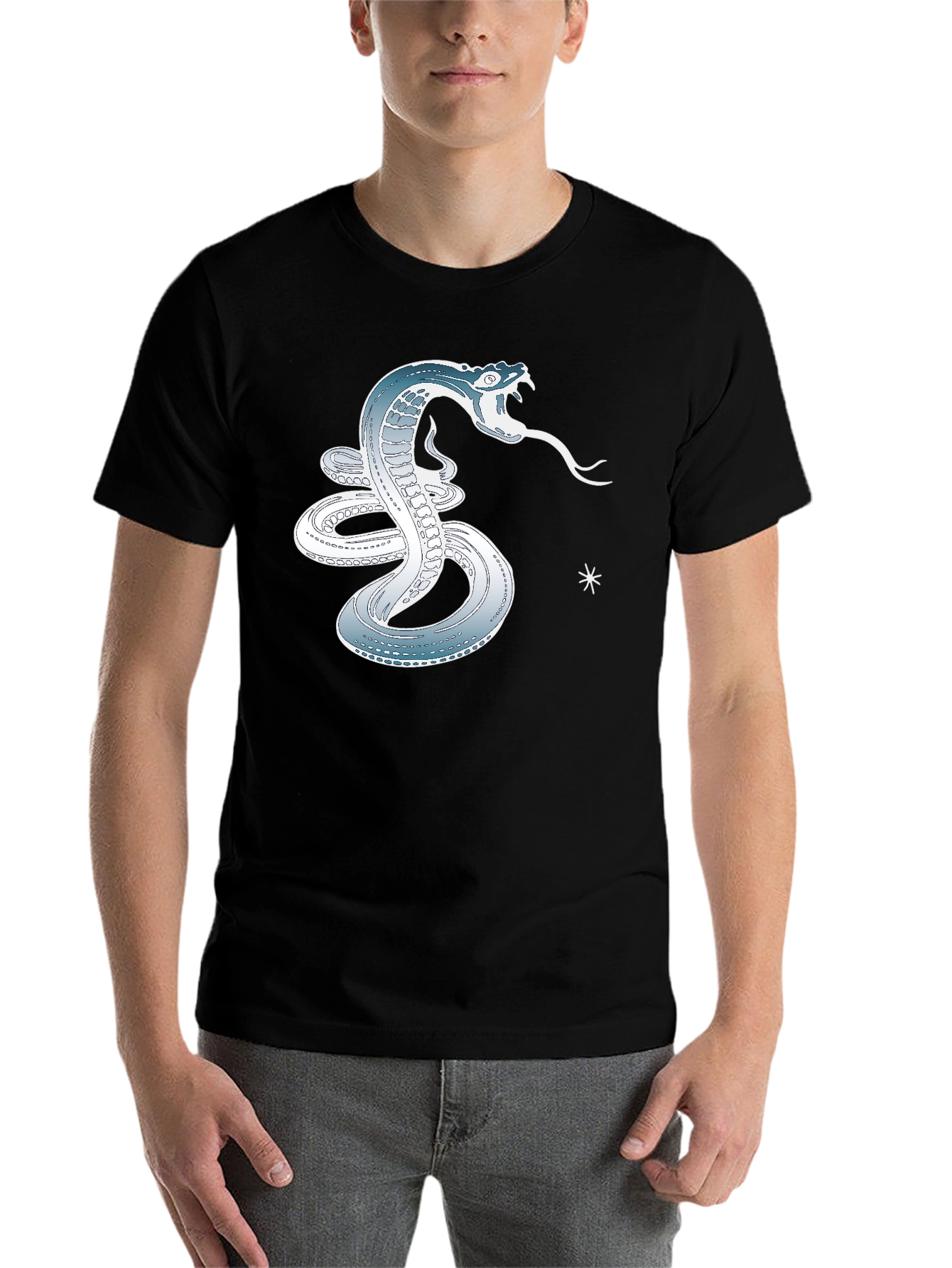 Black Serpent Strike Tee - Cool Snake Graphic T-Shirt view 7