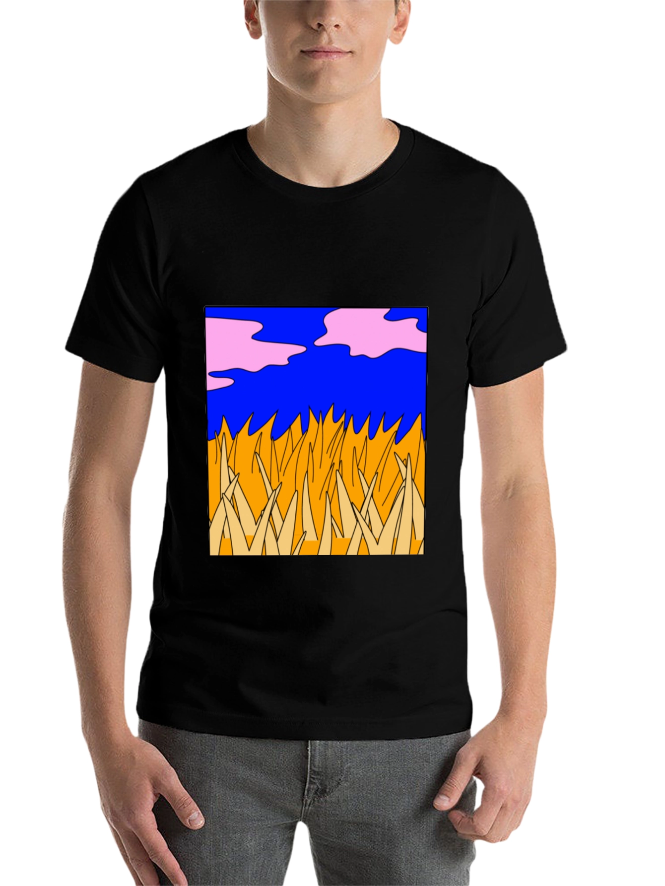 Black Abstract Nature Graphic Tee - Black view 7