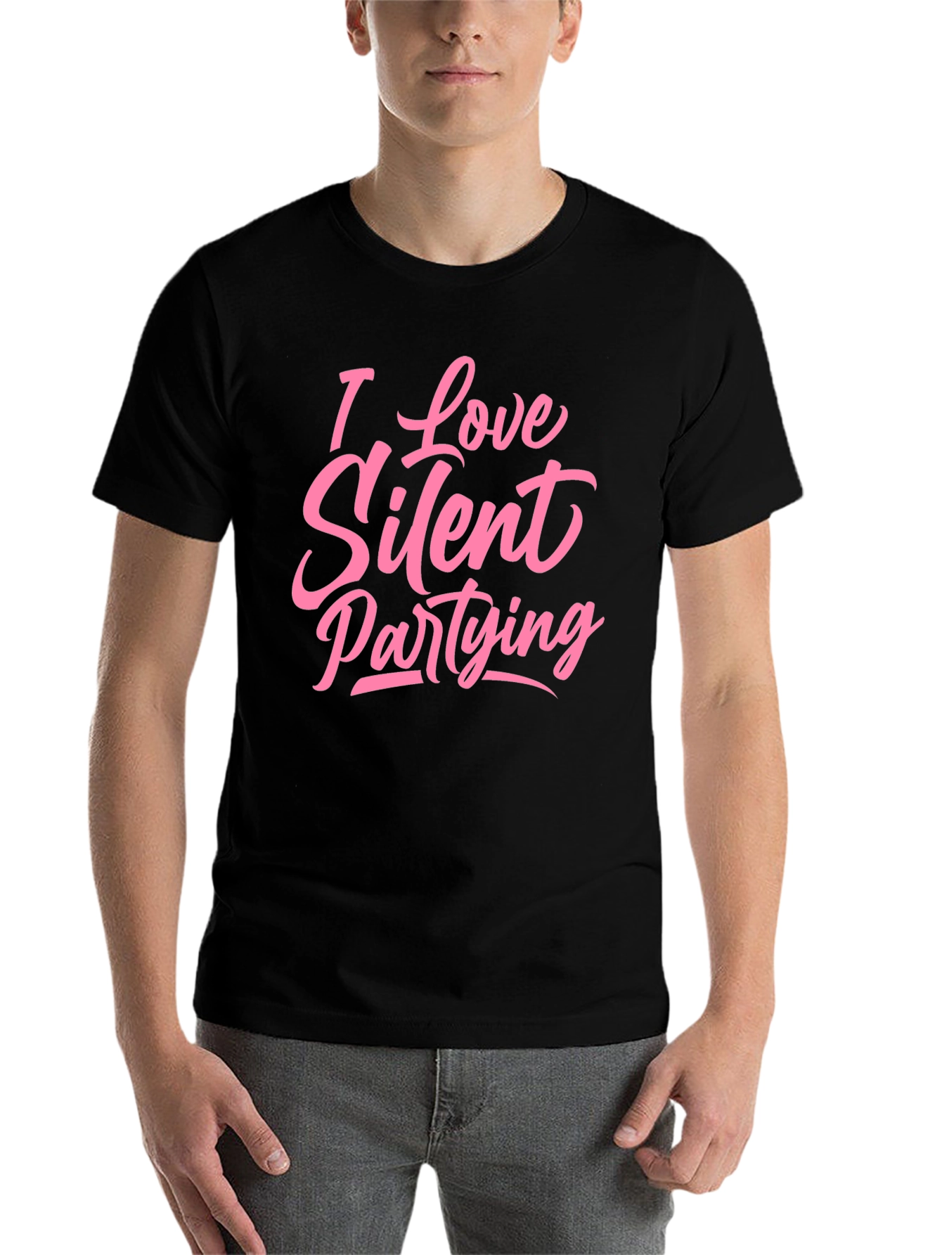 Black I Love Silent Partying T-Shirt - Black view 7