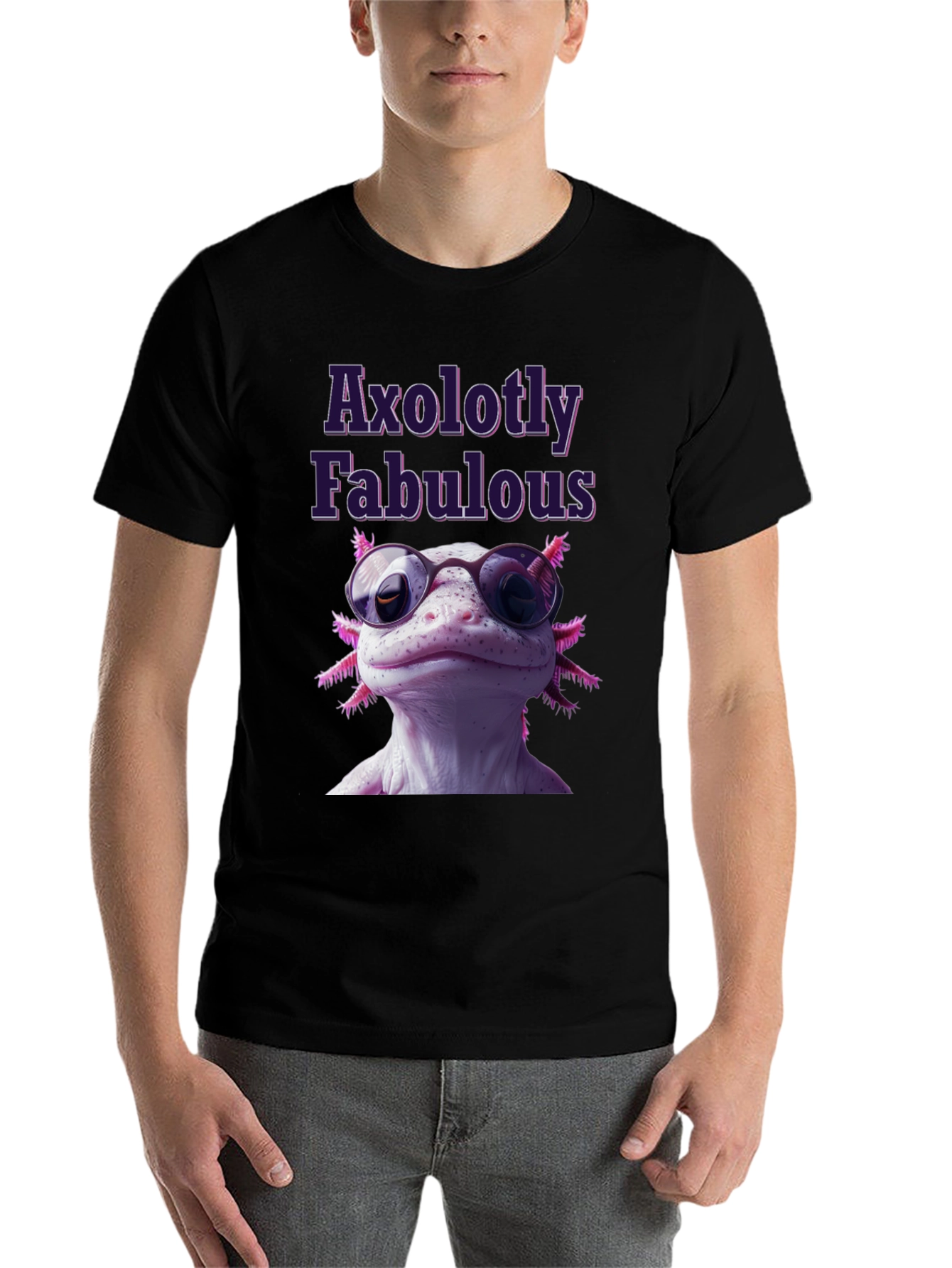 Black Axolotly Fabulous T-Shirt - Stylish Unisex Tee view 7