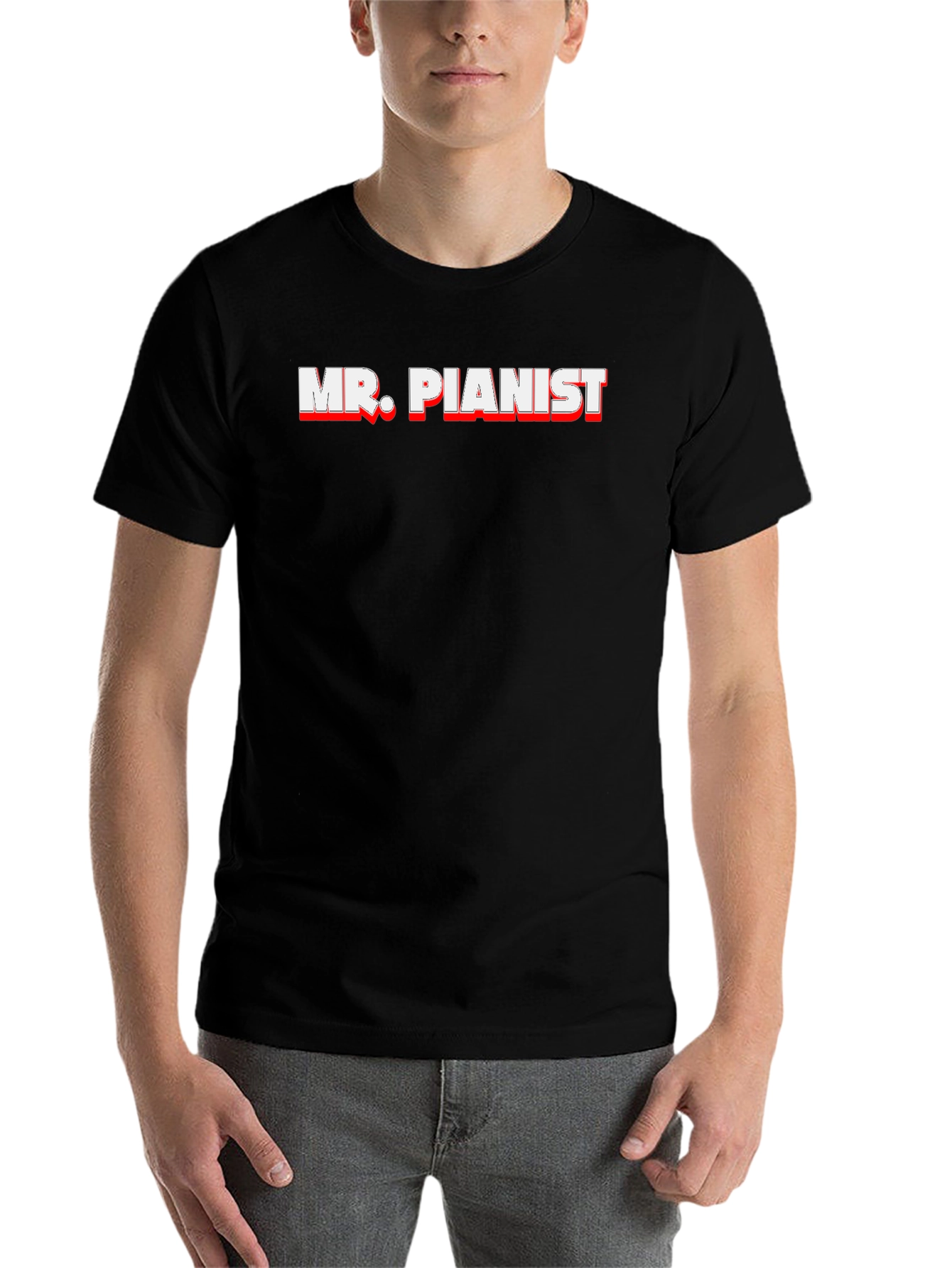 Black Mr. Pianist Black T-Shirt - Music Lover Gift view 7