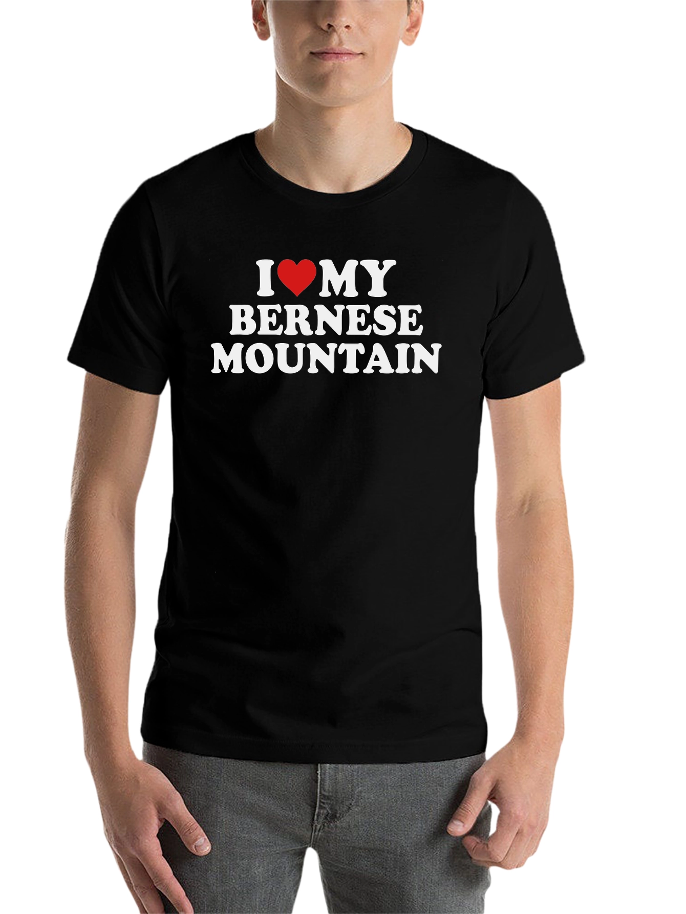 Black I Love My Bernese Mountain Dog T-Shirt view 7