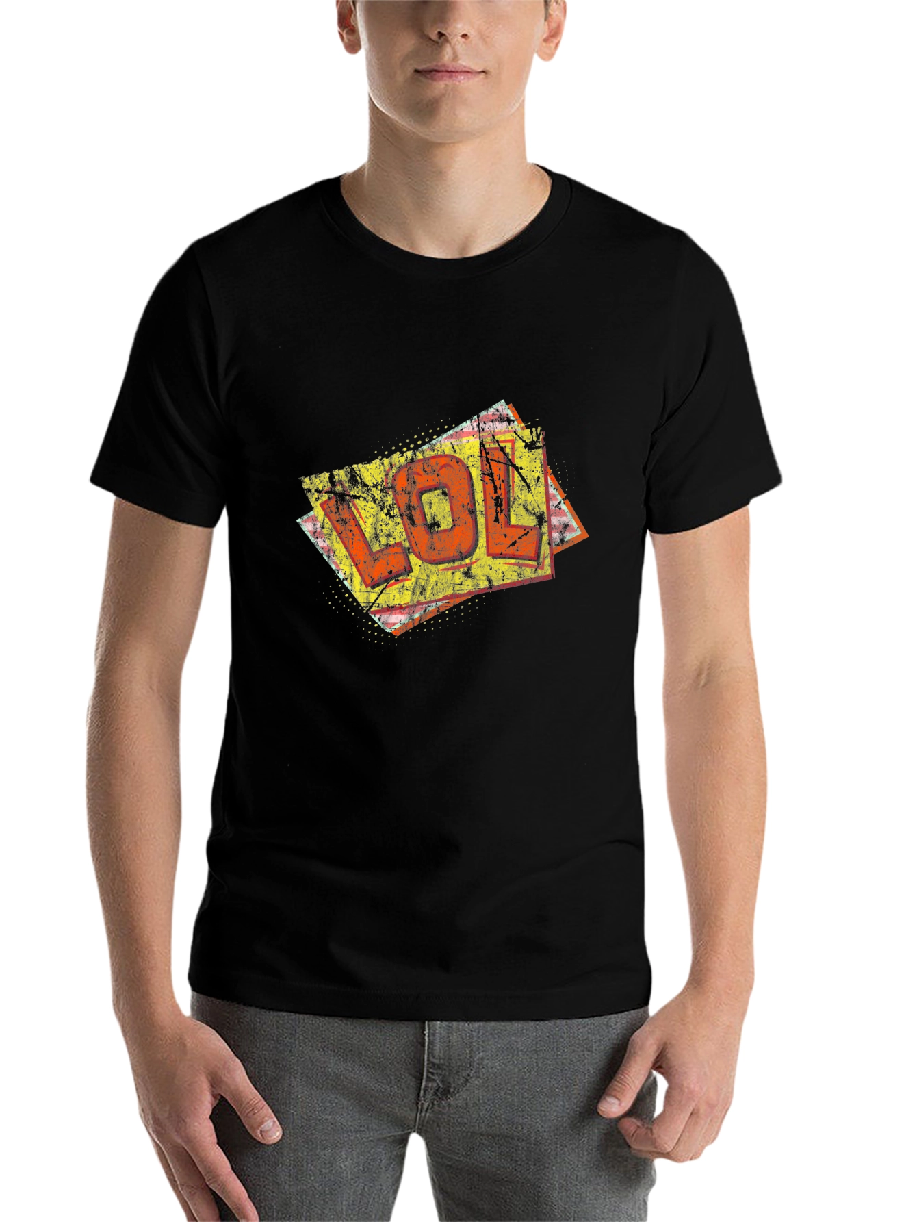 Black LOL Graphic Print Black Cotton T-Shirt view 7