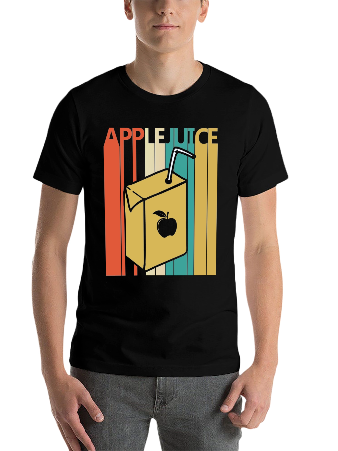 Black Retro Apple Juice T-Shirt view 7
