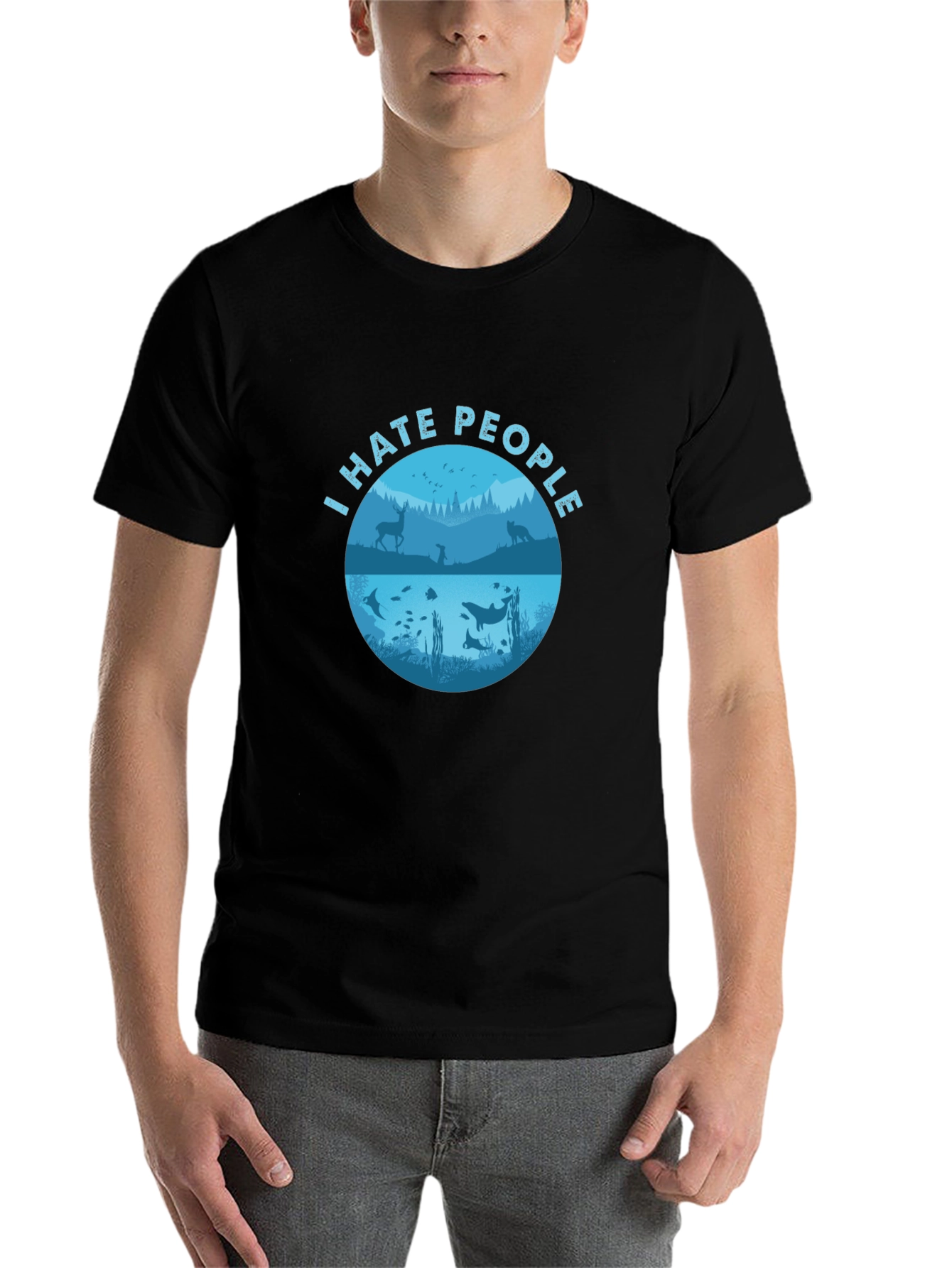 Black I Hate People Graphic T-Shirt - Nature Lover's Tee view 7
