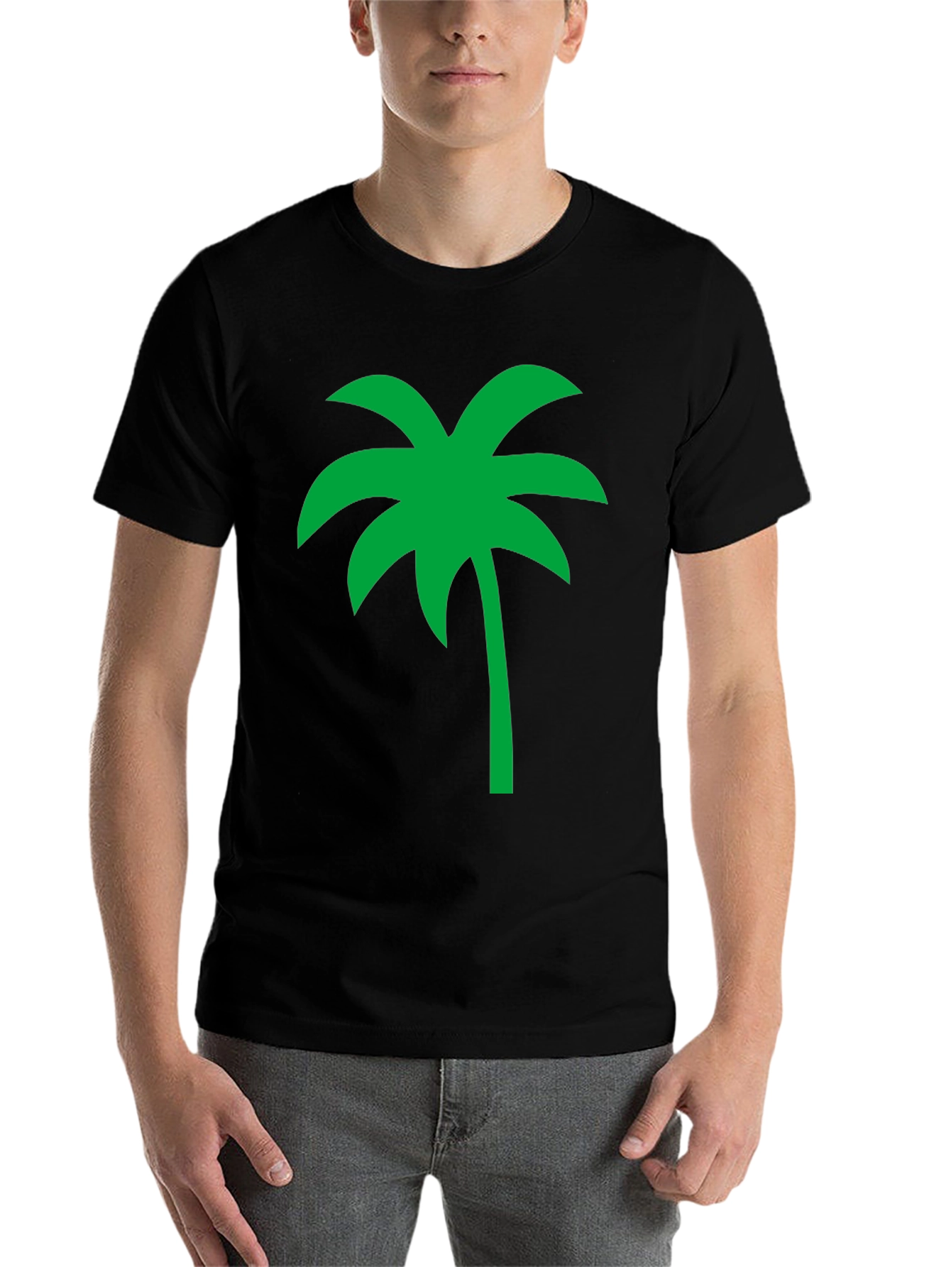 Black Tropical Palm Tree Graphic Tee - Black Cotton Casual Shirt view 7