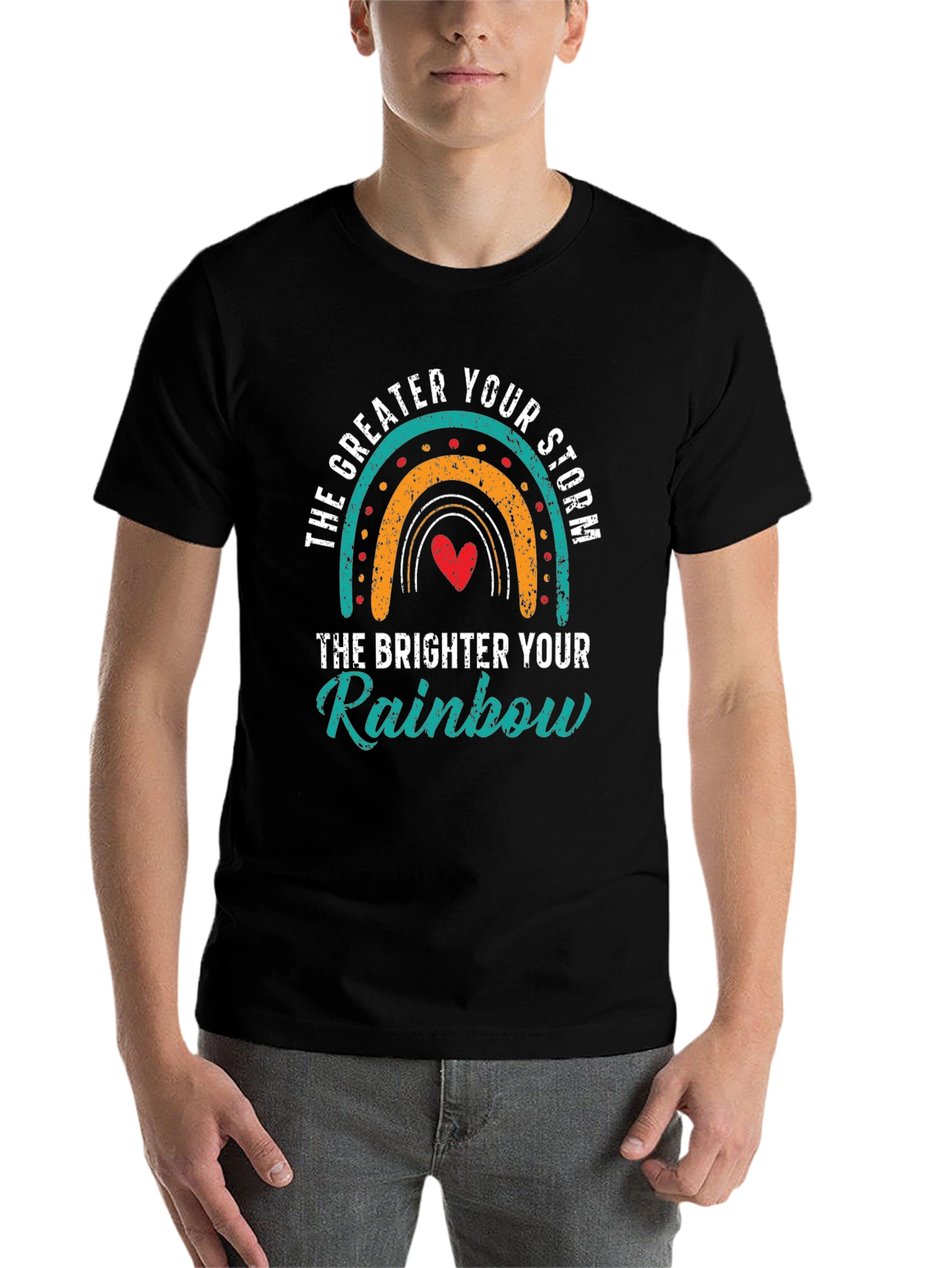 Black Inspirational Rainbow Graphic T-Shirt view 7