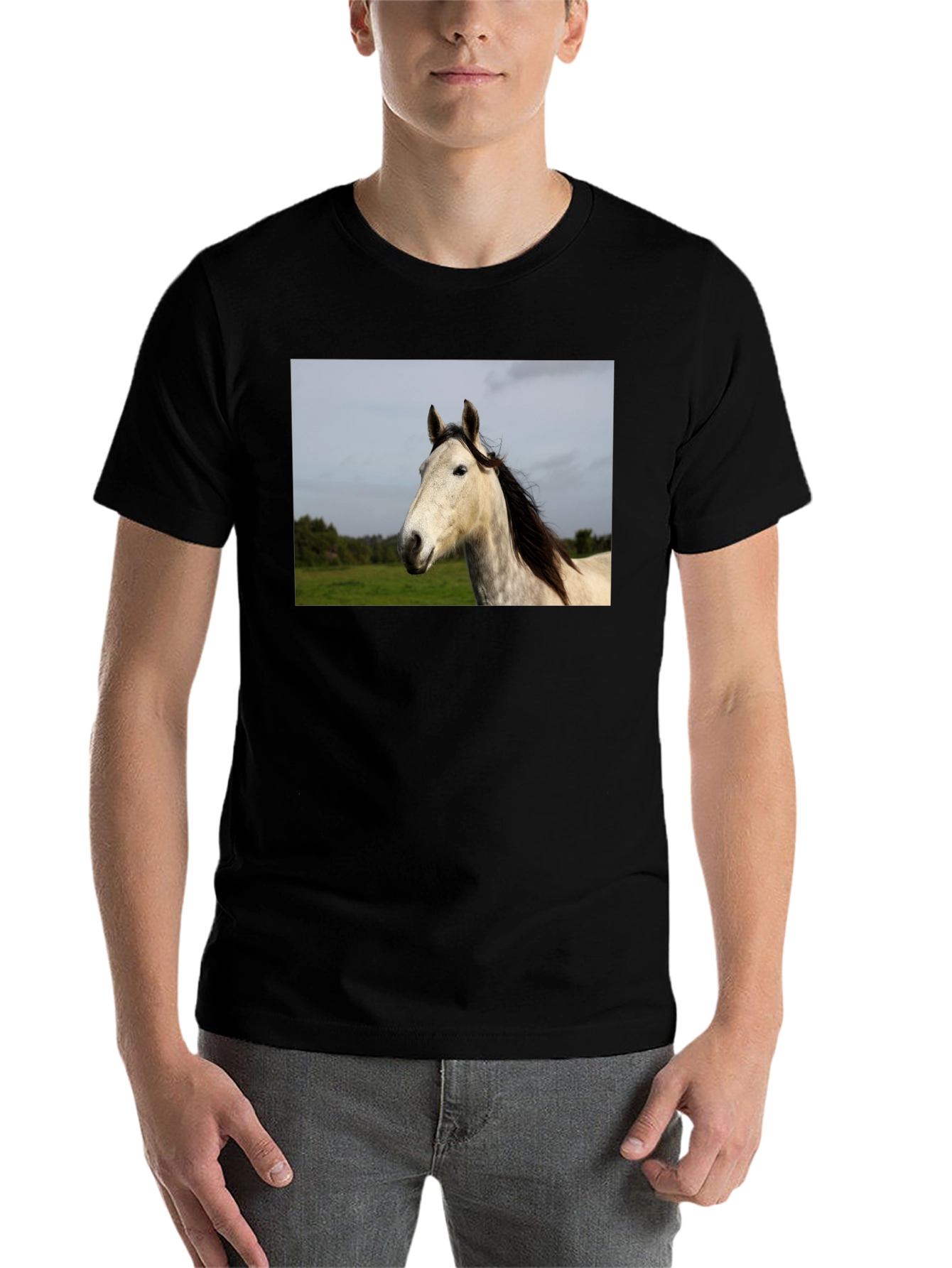 Black Horse Graphic Print Black T-Shirt view 7