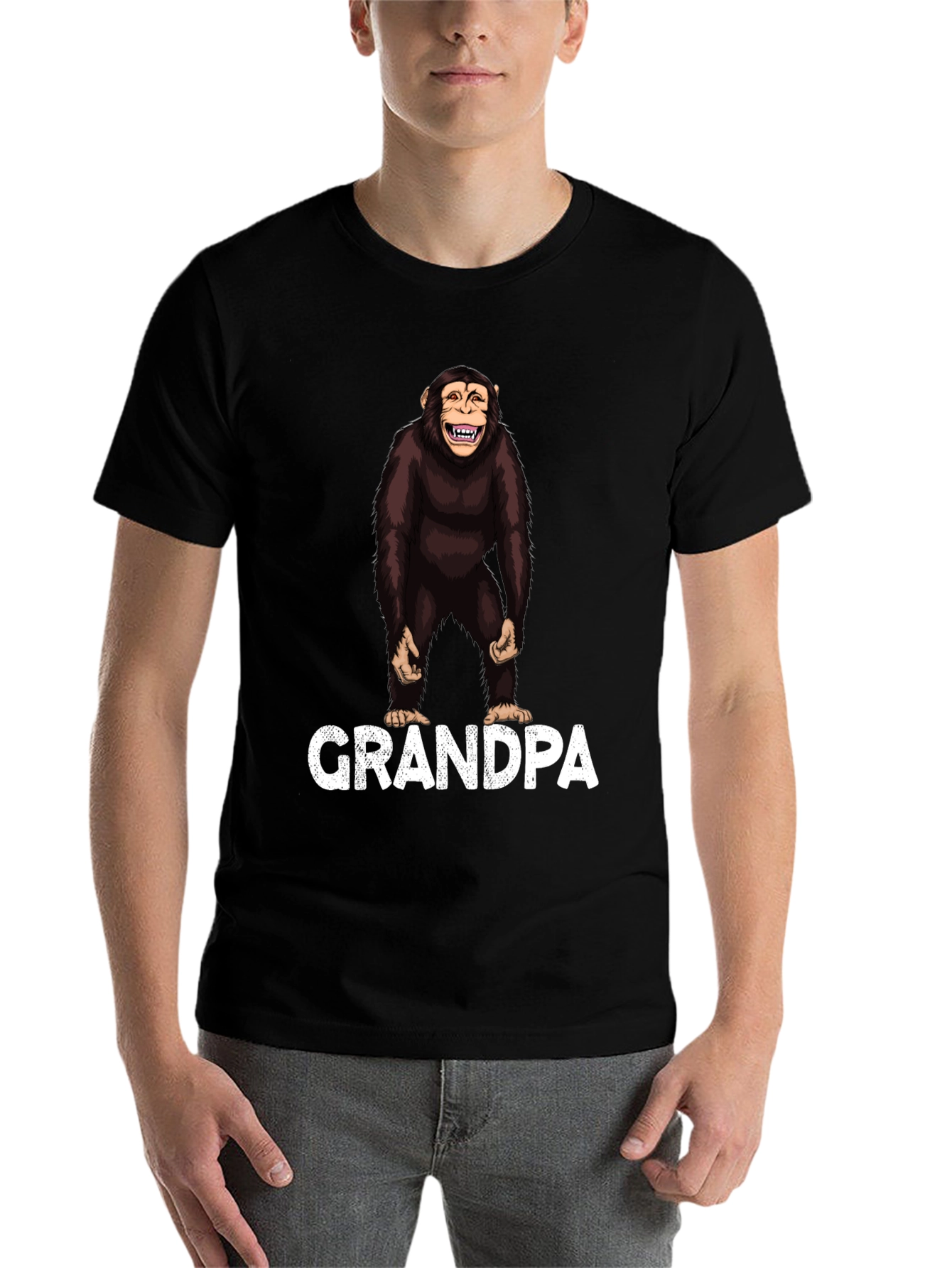 Black Grandpa Chimp T-Shirt - Funny Monkey Graphic Tee view 7