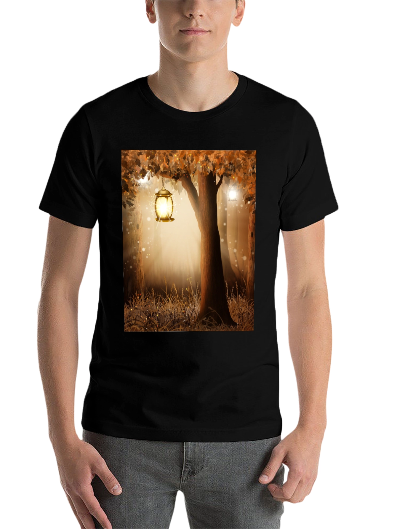 Black Enchanted Forest Lantern Black Tee view 7