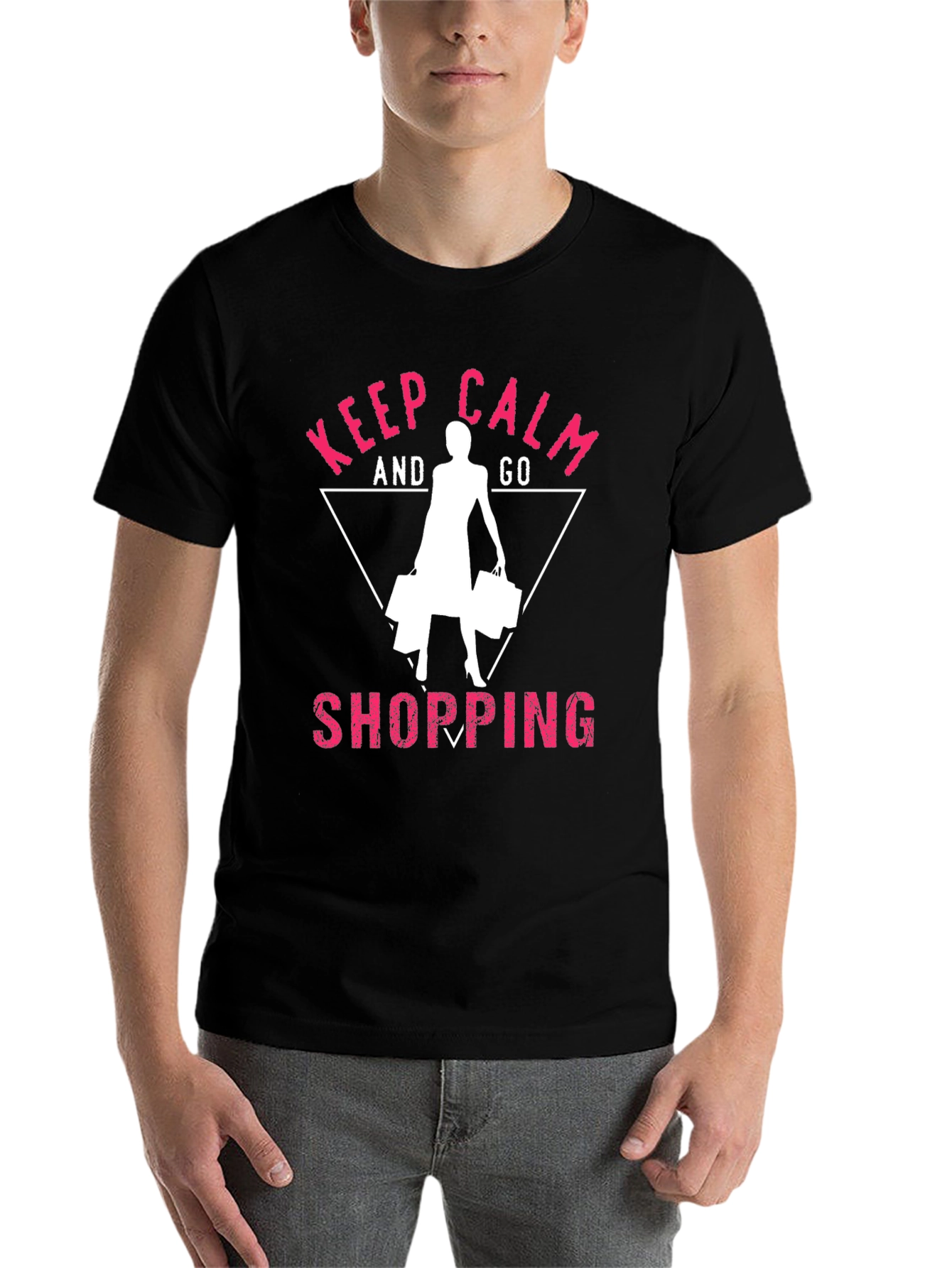 Black Keep Calm and Go Shopping Black T-Shirt view 7