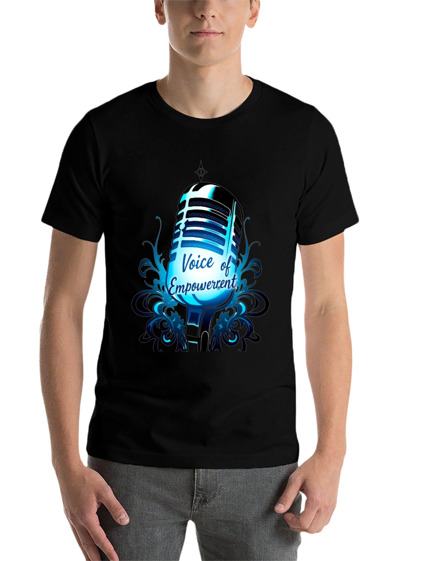 Black Voice of Empowerment T-Shirt: Retro Microphone Graphic Tee view 7