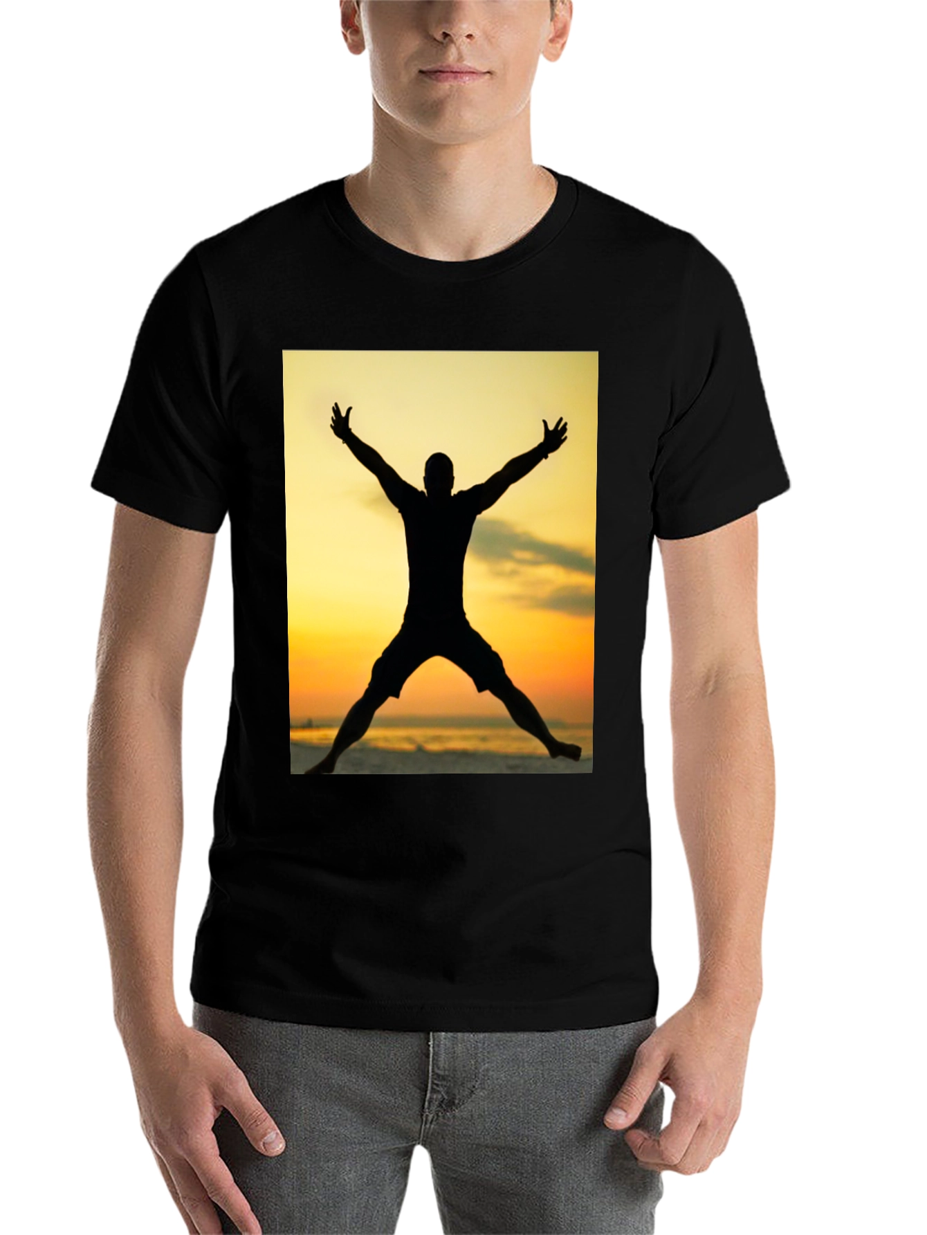 Black Silhouette Sunset Graphic Tee - Black view 7