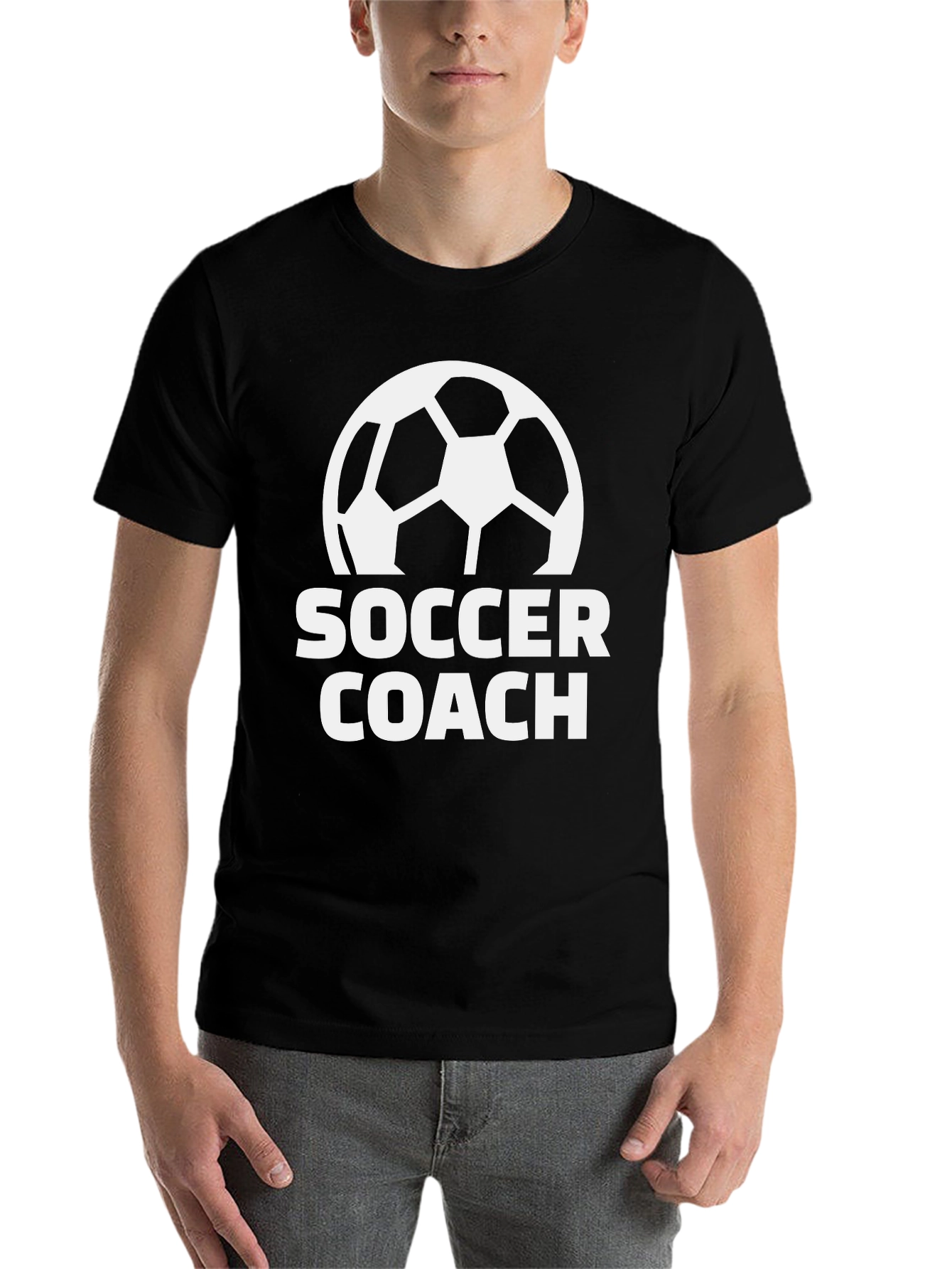 Black Soccer Coach Black T-Shirt view 7
