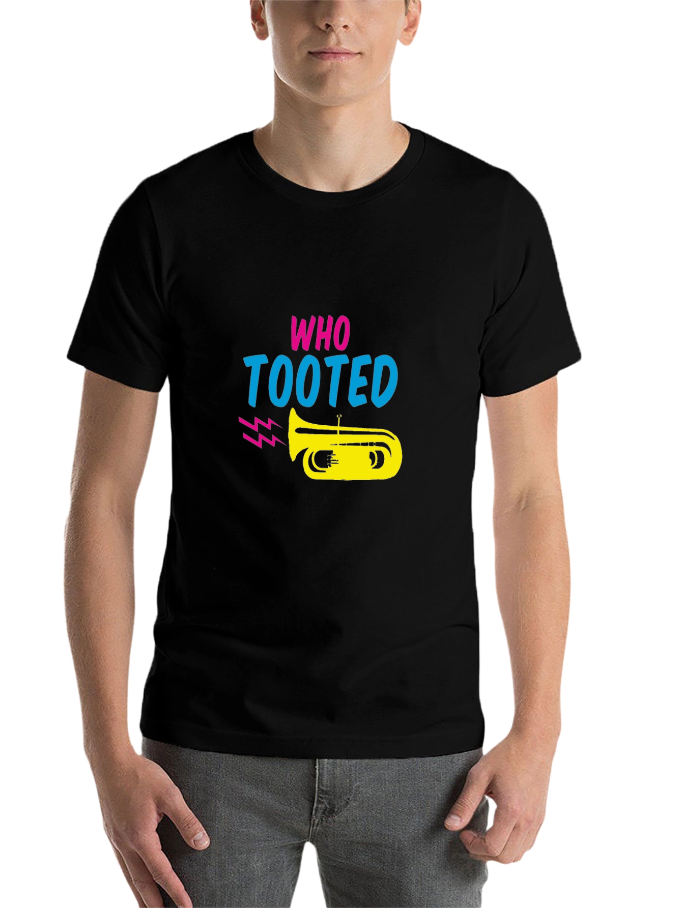 Black Who Tooted T-Shirt - Funny Music Graphic Tee view 7