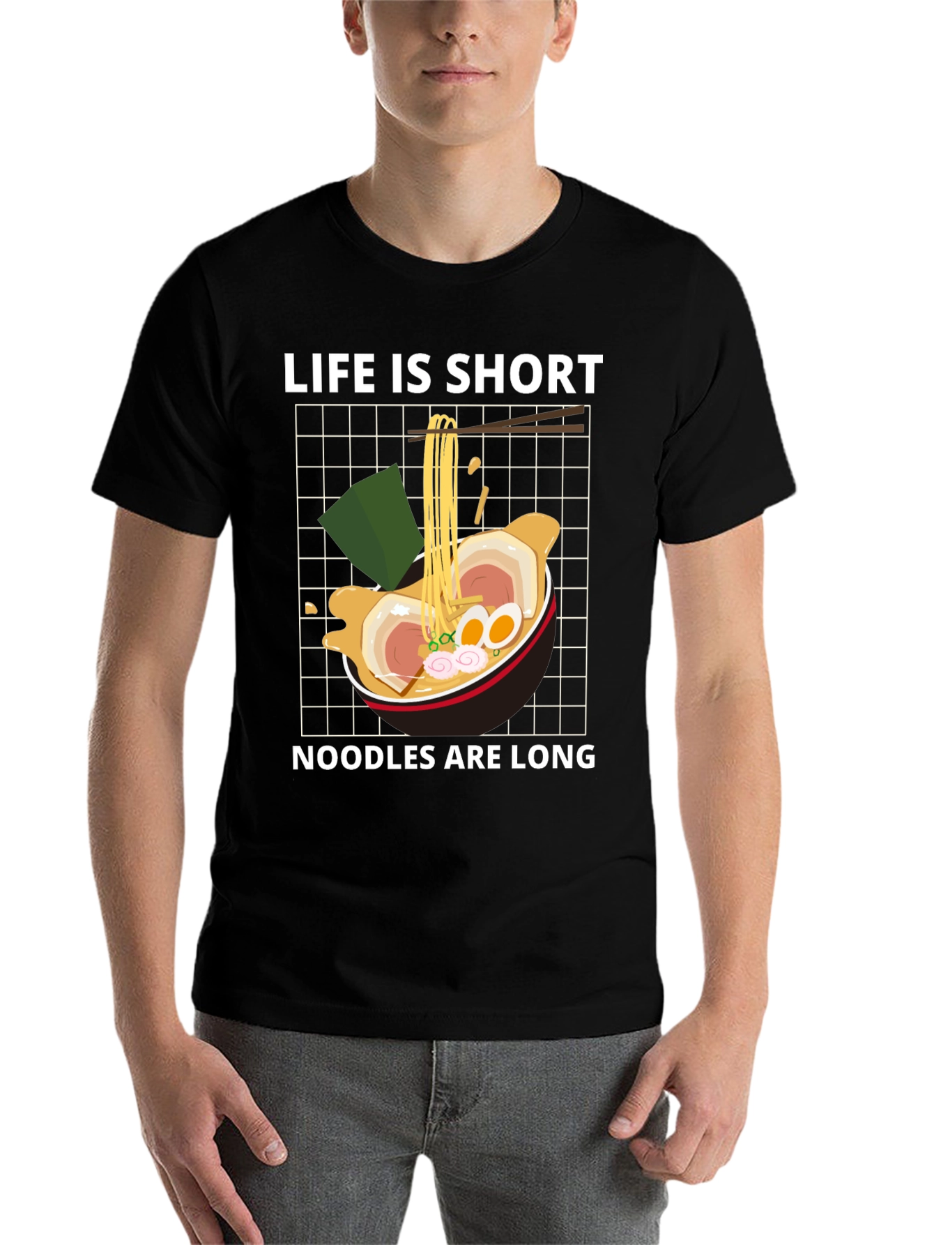 Black Ramen Lover Graphic Tee - Life is Short, Noodles are Long view 7