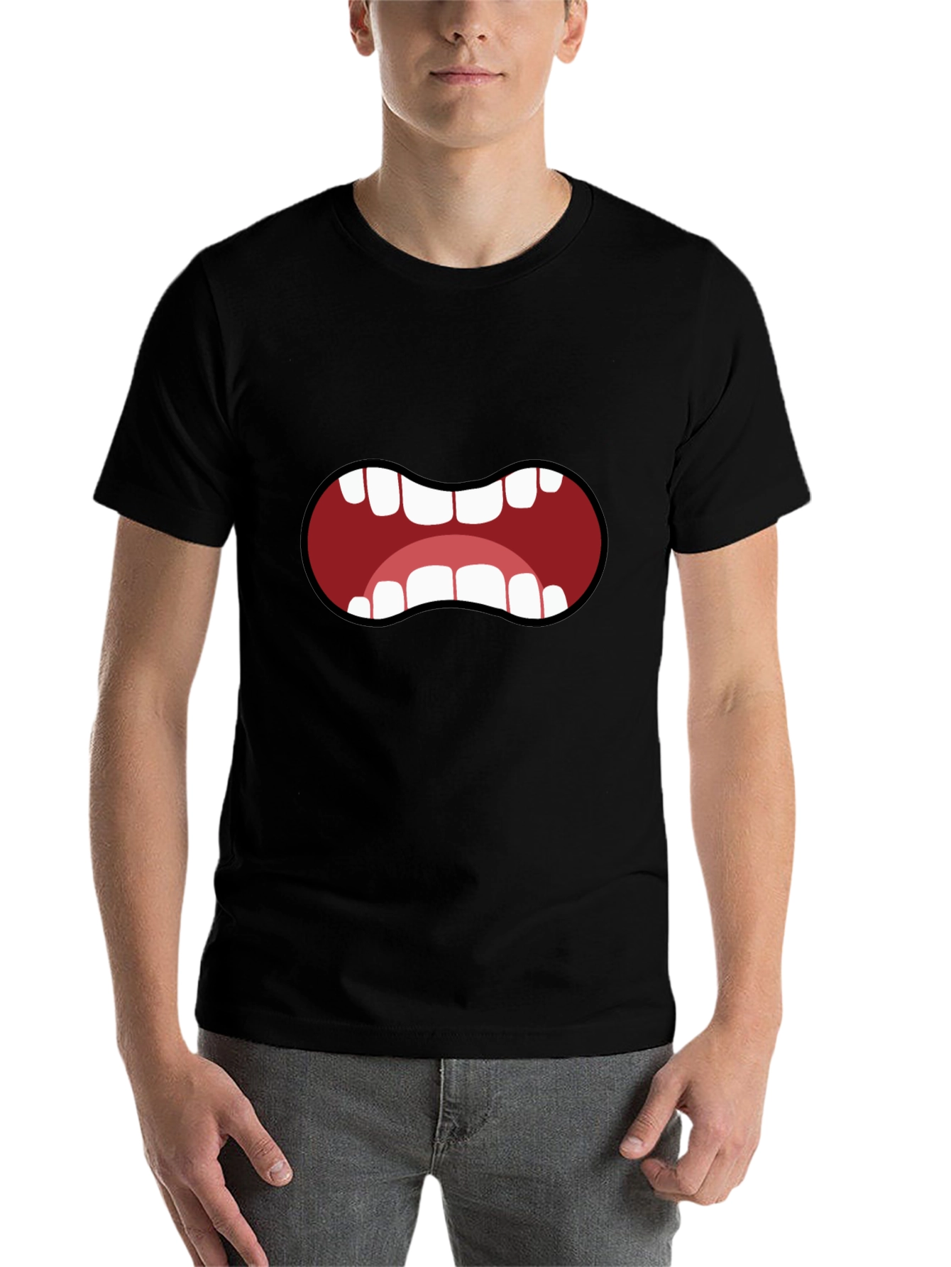 Black Cartoon Mouth T-Shirt - Funny Graphic Tee view 7