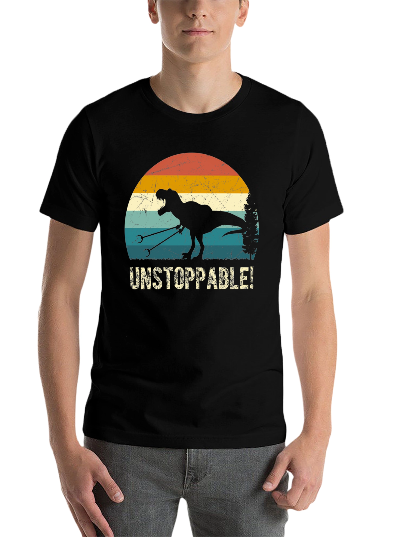 Black Unstoppable Dino T-Shirt view 7