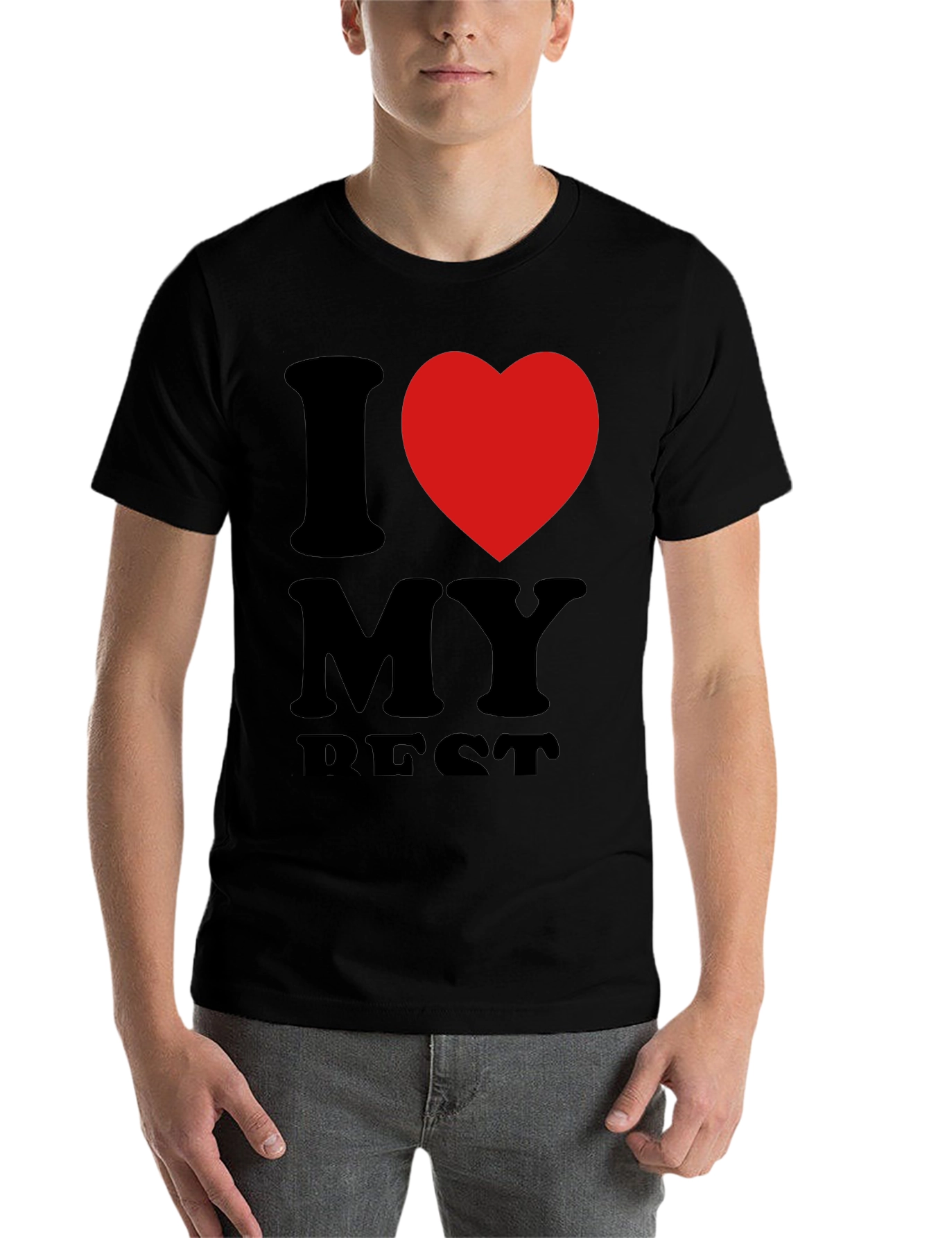 Black I Heart My Best T-Shirt - Black Crew Neck Tee view 7