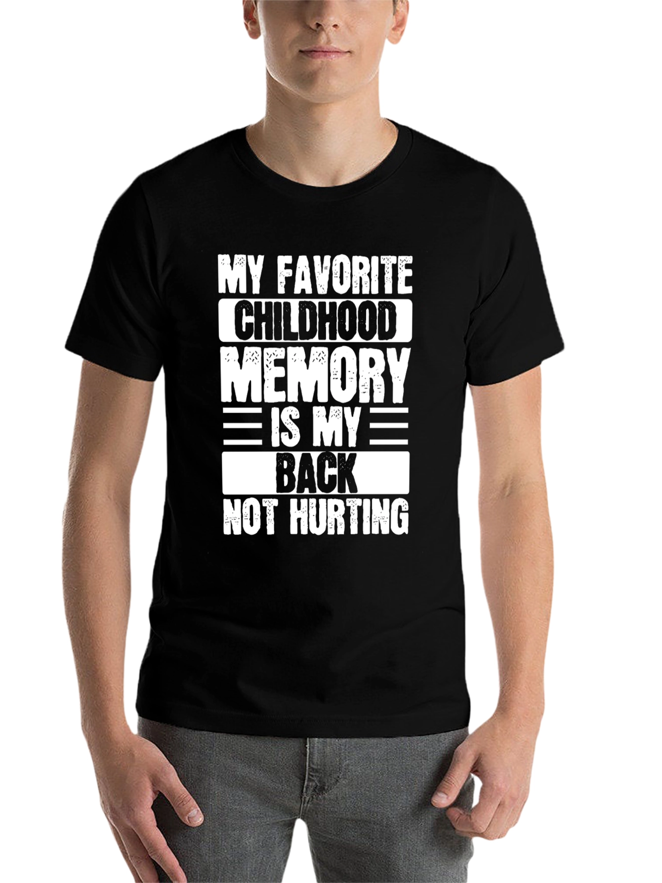Black Funny Back Pain T-Shirt - My Favorite Childhood Memory view 7