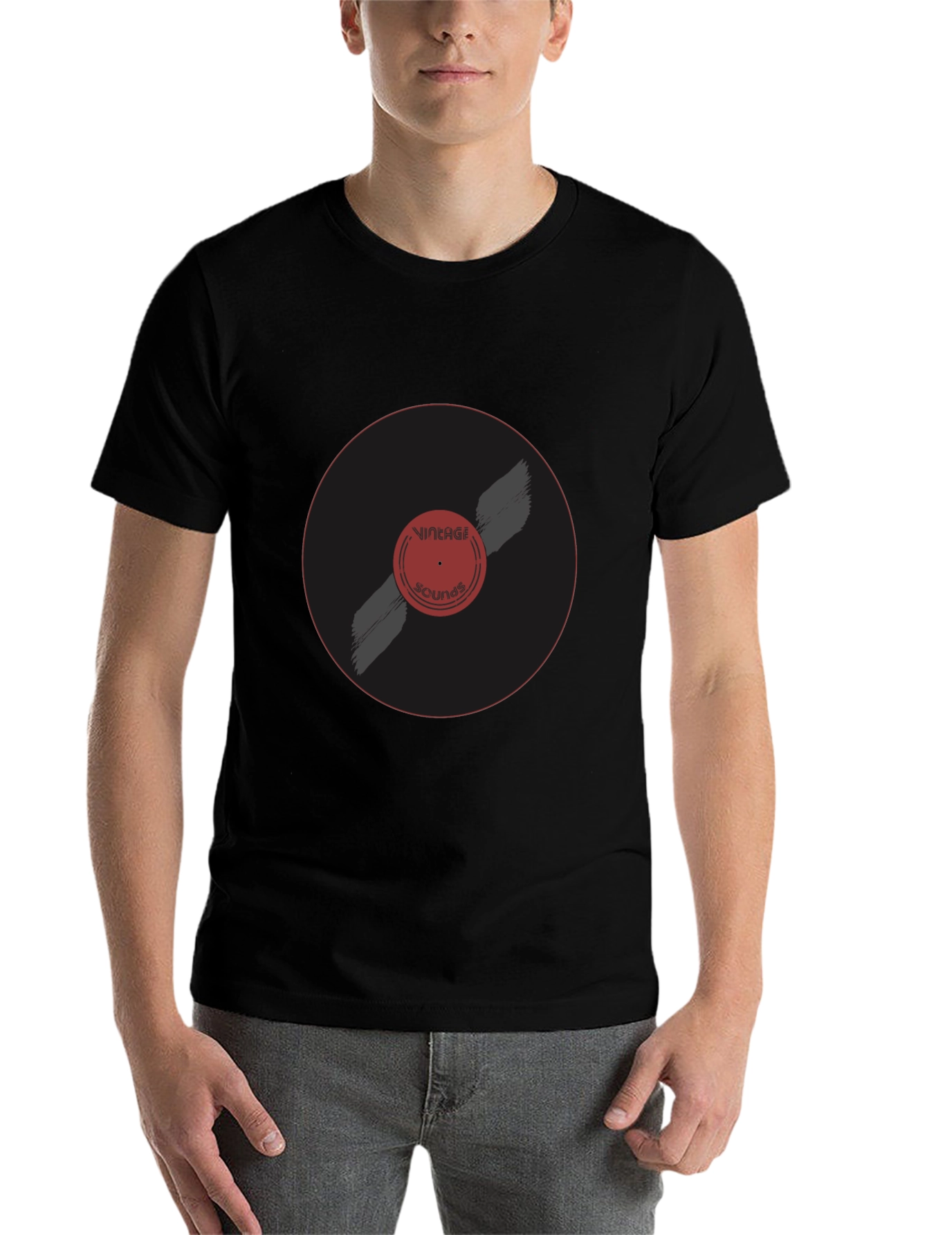 Black Vintage Sounds T-Shirt | Retro Music Tee view 7