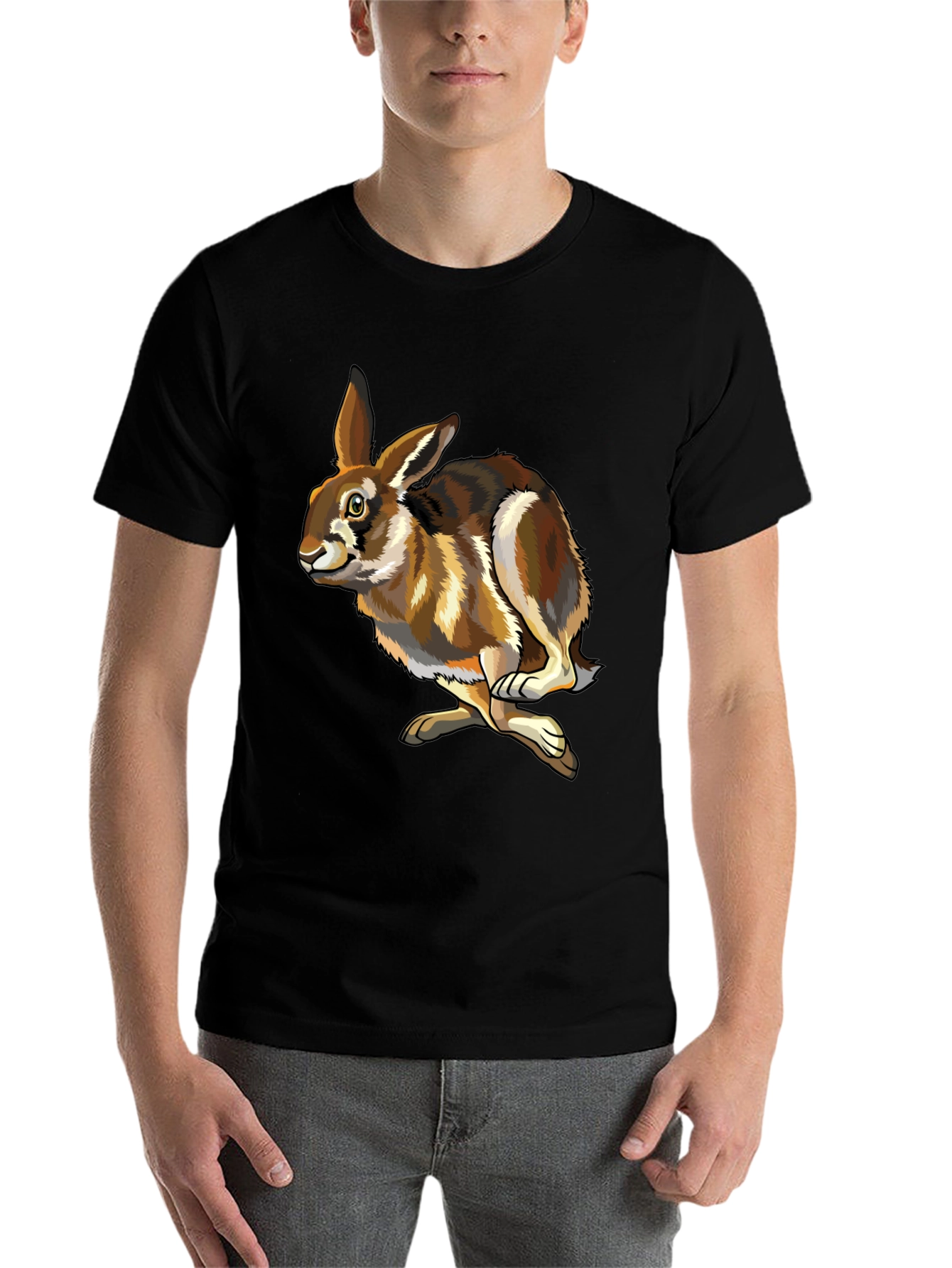 Black Hare Graphic Tee - Black Cotton T-Shirt view 7