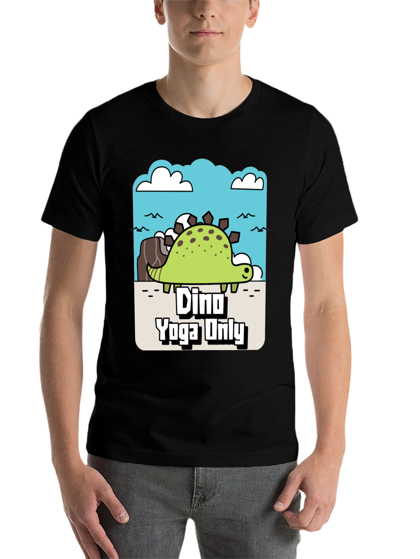 Black Dino Yoga Only Graphic Tee view 7