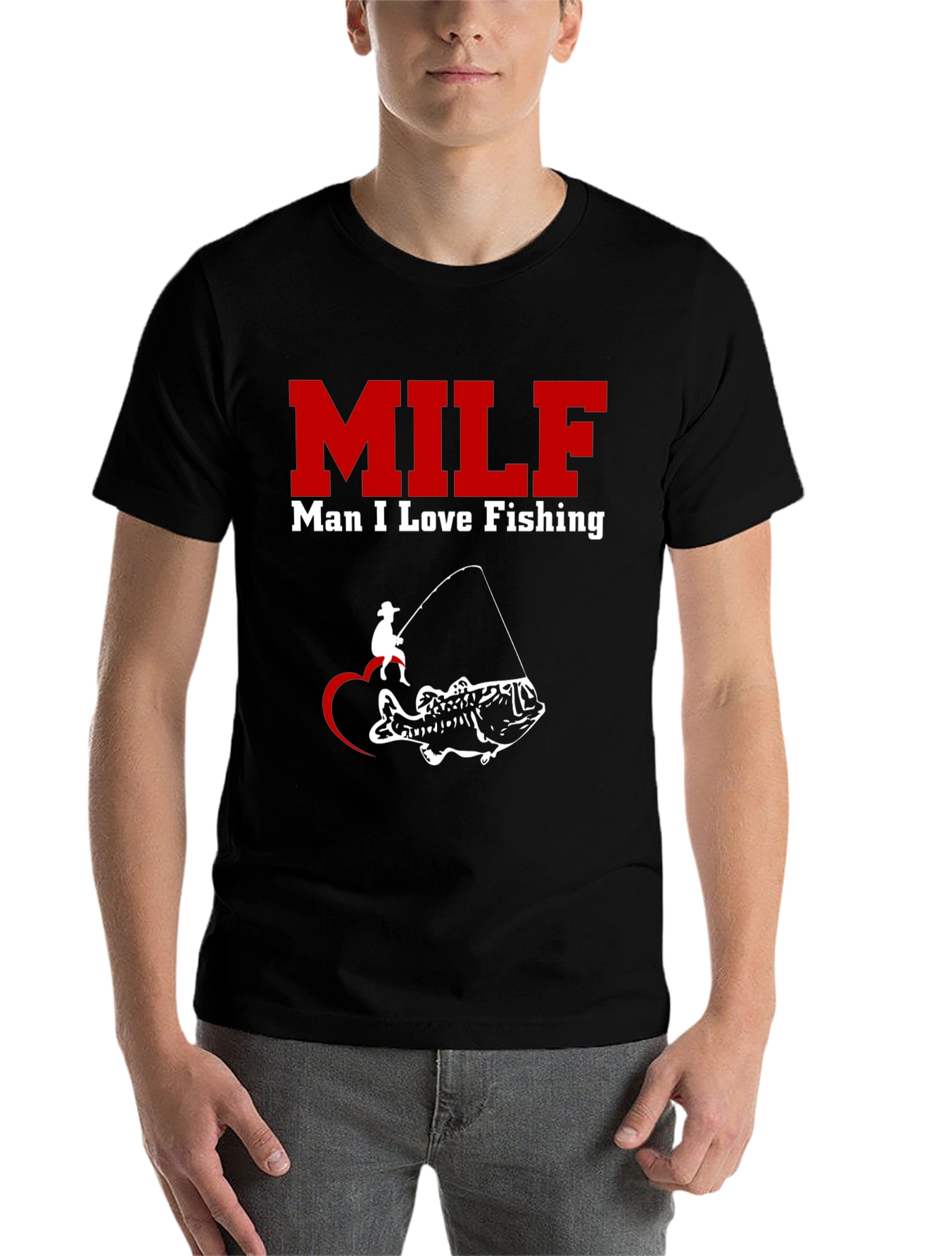 Black MILF Man I Love Fishing Black T-Shirt view 7