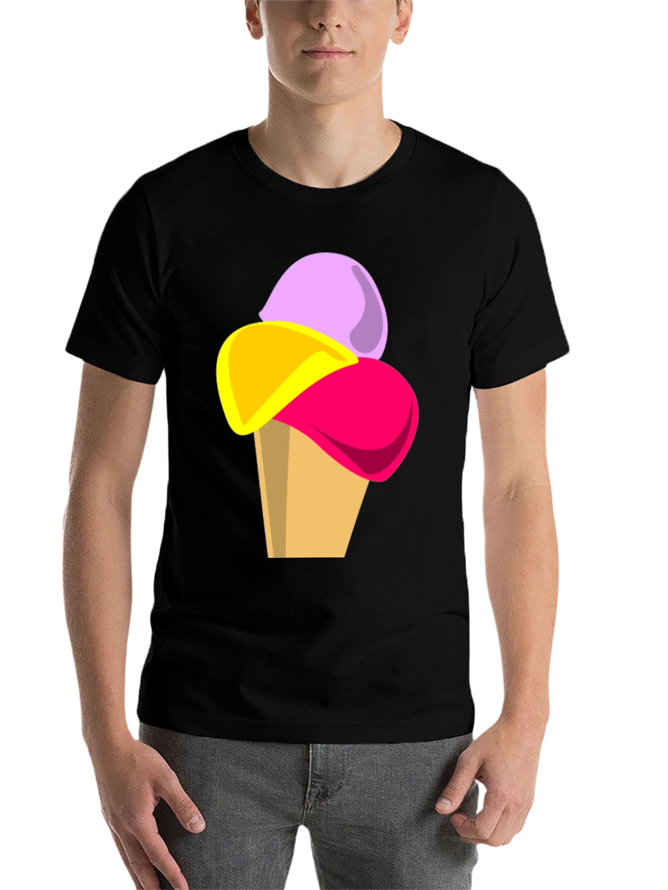 Black Ice Cream Graphic Tee - Fun Casual T-Shirt view 7