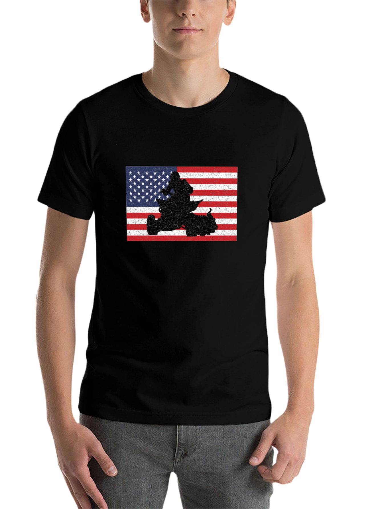 American Flag ATV Rider Graphic T-Shirt - 7
