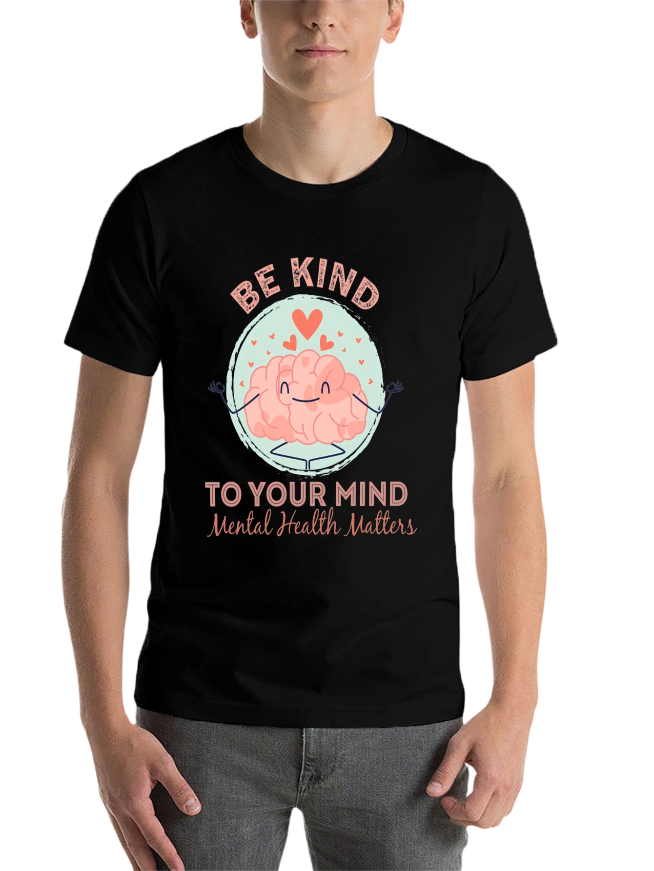 Black Be Kind to Your Mind T-Shirt - Mental Health Matters view 7